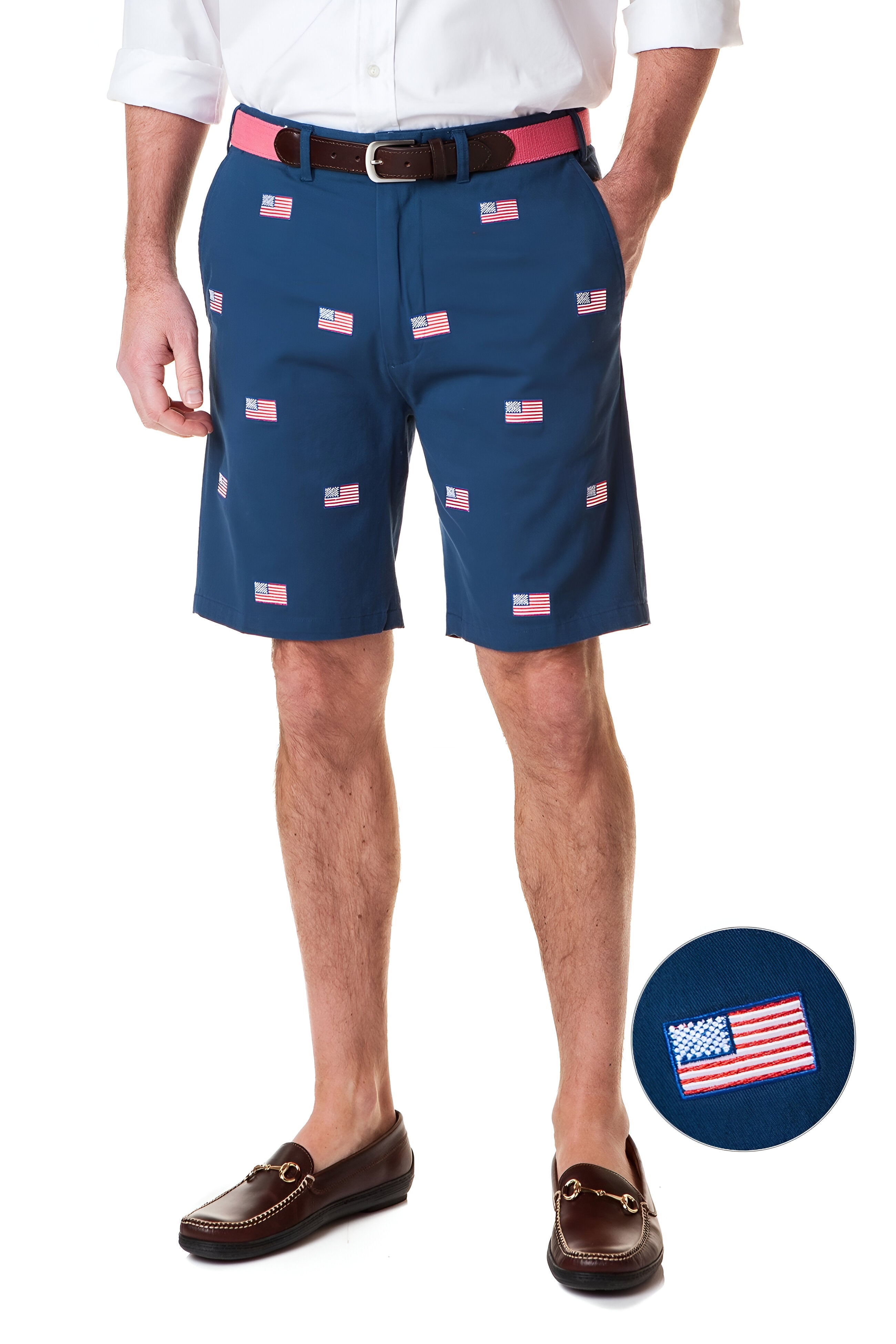 Cisco Short Stretch Twill Nantucket Navy Cap with American Flag - Comfortable Adjustable Baseball Hat for Men & Women, Perfect for Outdoor Activities, Sports, and Patriotic Events