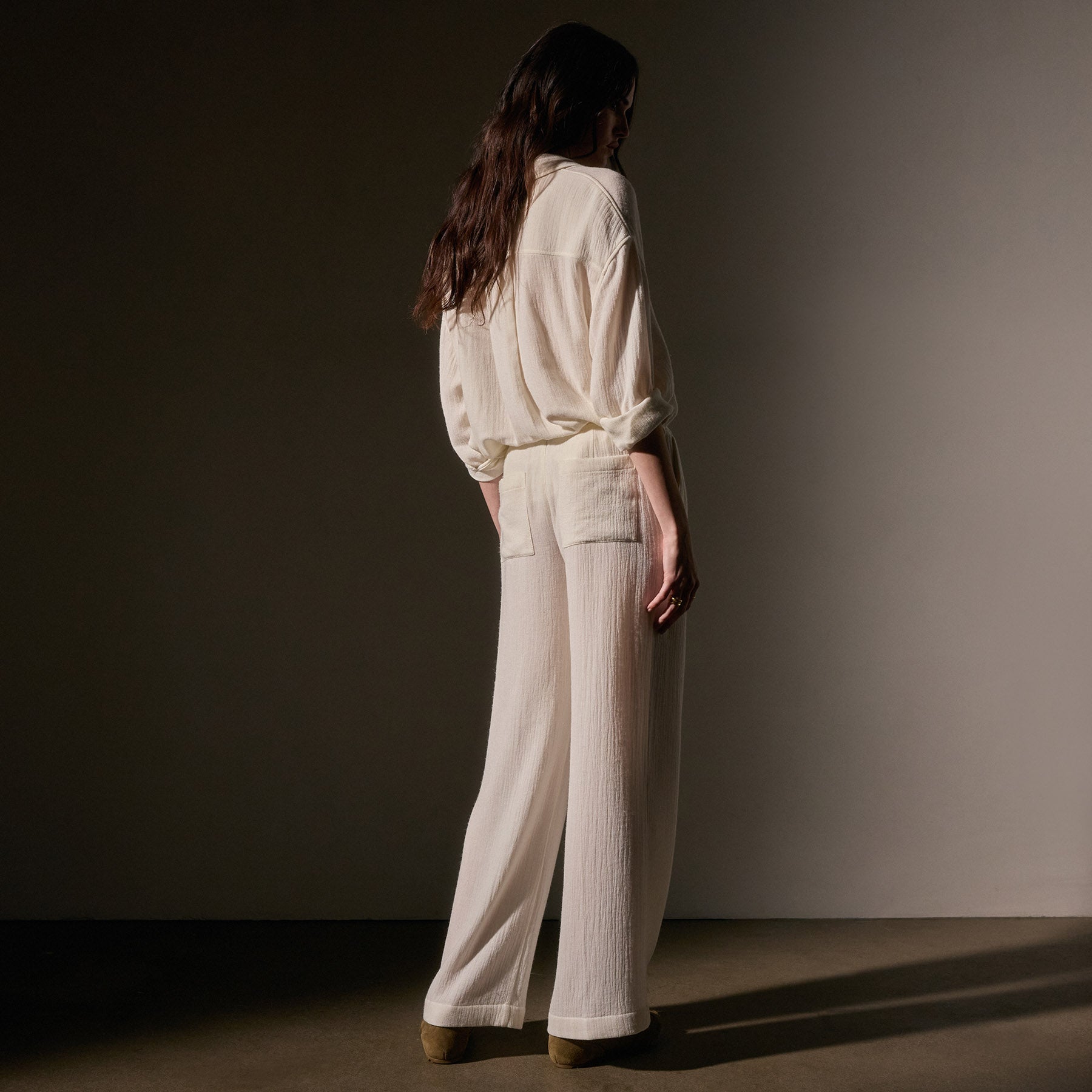 Stylish Pleated Wool Blend Pants for Women - Ivory | Comfortable & Elegant Office Wear & Casual Outfits