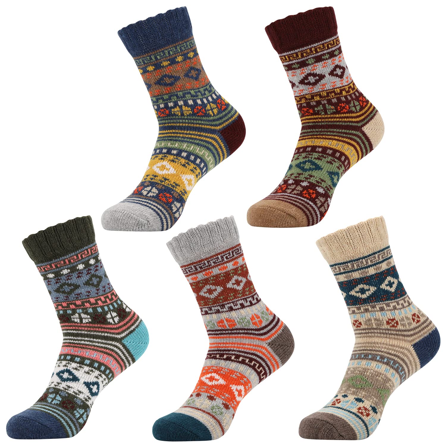 OLIBUY Women's Wool Athletic Socks - 5 Pairs Pack (Size 9-11) - Warm Winter Socks for Running, Hiking & Outdoor Activities - Perfect Gift for Women & Girls