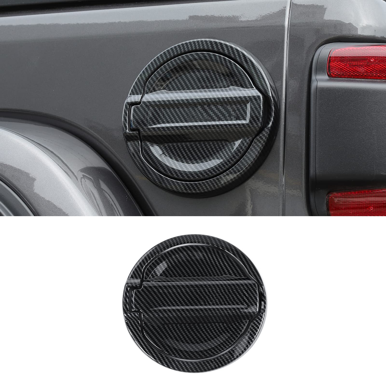 Carbon Fiber Fuel Filler Door Cover for Jeep Wrangler JL JLU (2018-2022) - Durable Gas Tank Cap Decoration & Exterior Accessories - Perfect for Off-Roading & Custom Car Styling