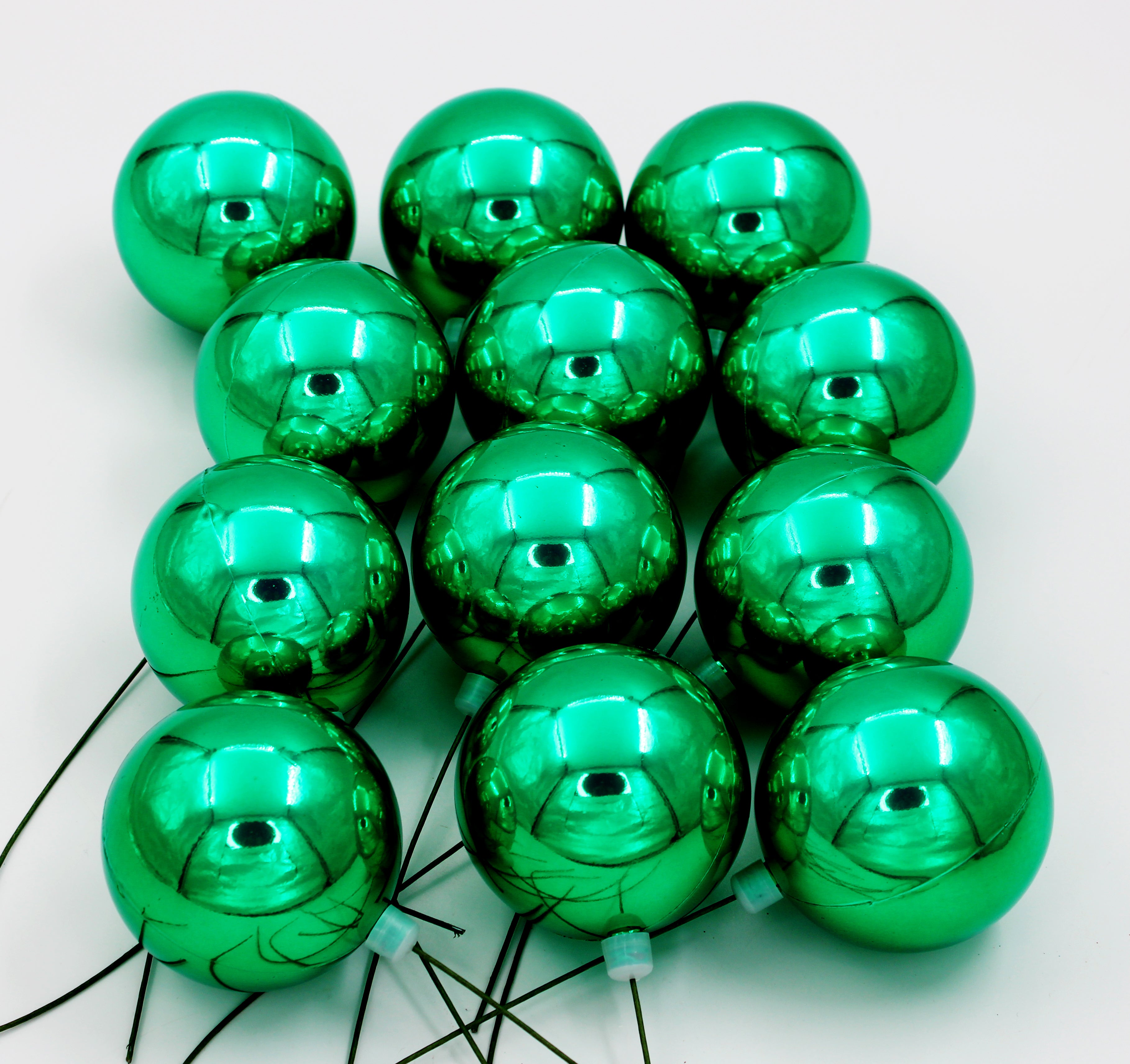 12 Pack 70mm (2.75 Inch) Shiny Forest Green Christmas Ball Ornaments with Wire Hooks & UV Coating - Perfect for Holiday Tree Decorations, Party Favors, and Festive Home Decor