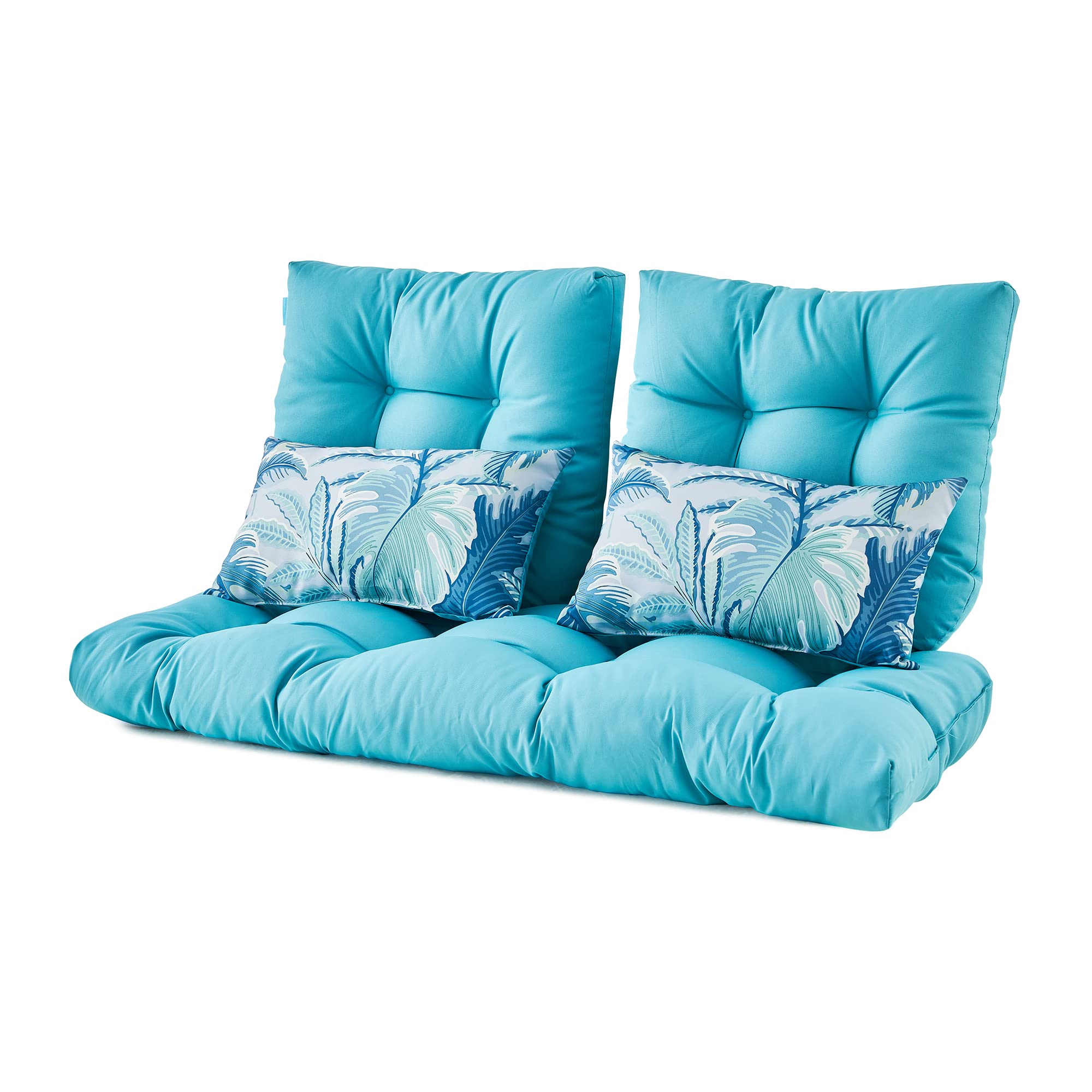 ARTPLAN All-Weather Outdoor Cushion Set - 5-Piece Wicker Loveseat & Bench Cushions with Tufted Design for Patio Furniture - Perfect for Garden, Deck, Poolside & Outdoor Relaxation