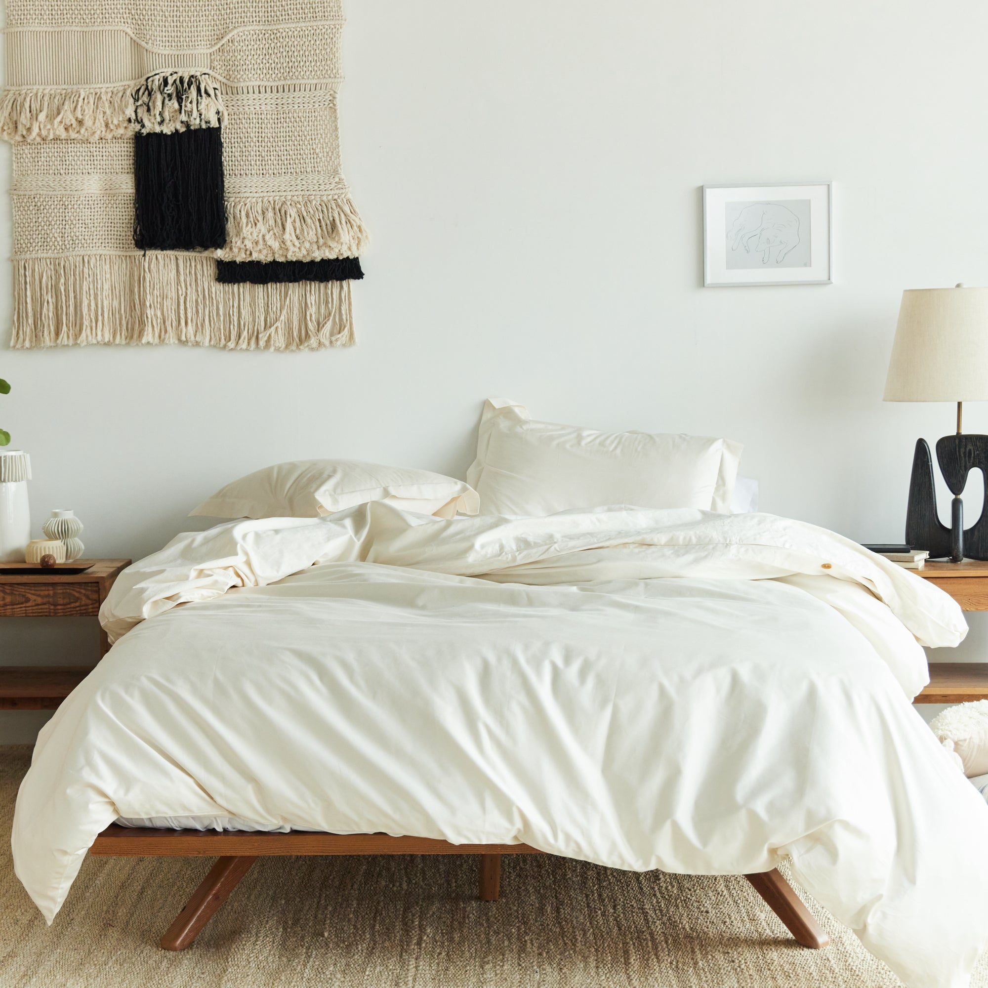Organic Percale Duvet Cover Set - 100% Cotton Breathable & Soft Bedding for All Seasons - Perfect for Home, Hotel, and Airbnb Use