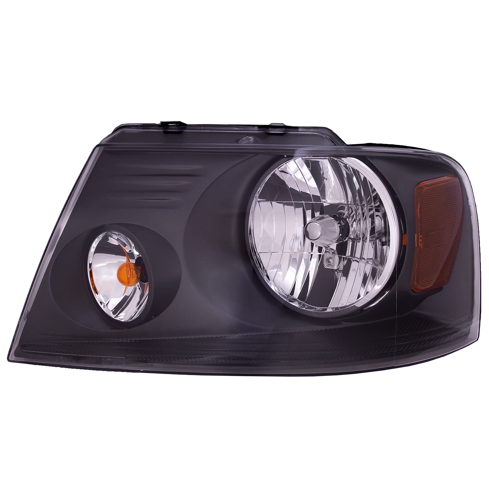 HEADLIGHTSDEPOT Replacement Headlight Assembly with Shadow Gray Trim - Left Driver Side Compatible with 2007-2008 Ford F-150 Lariat & Harley-Davidson Edition | Perfect for Night Driving, Off-Road Adventures & Vehicle Restoration Projects