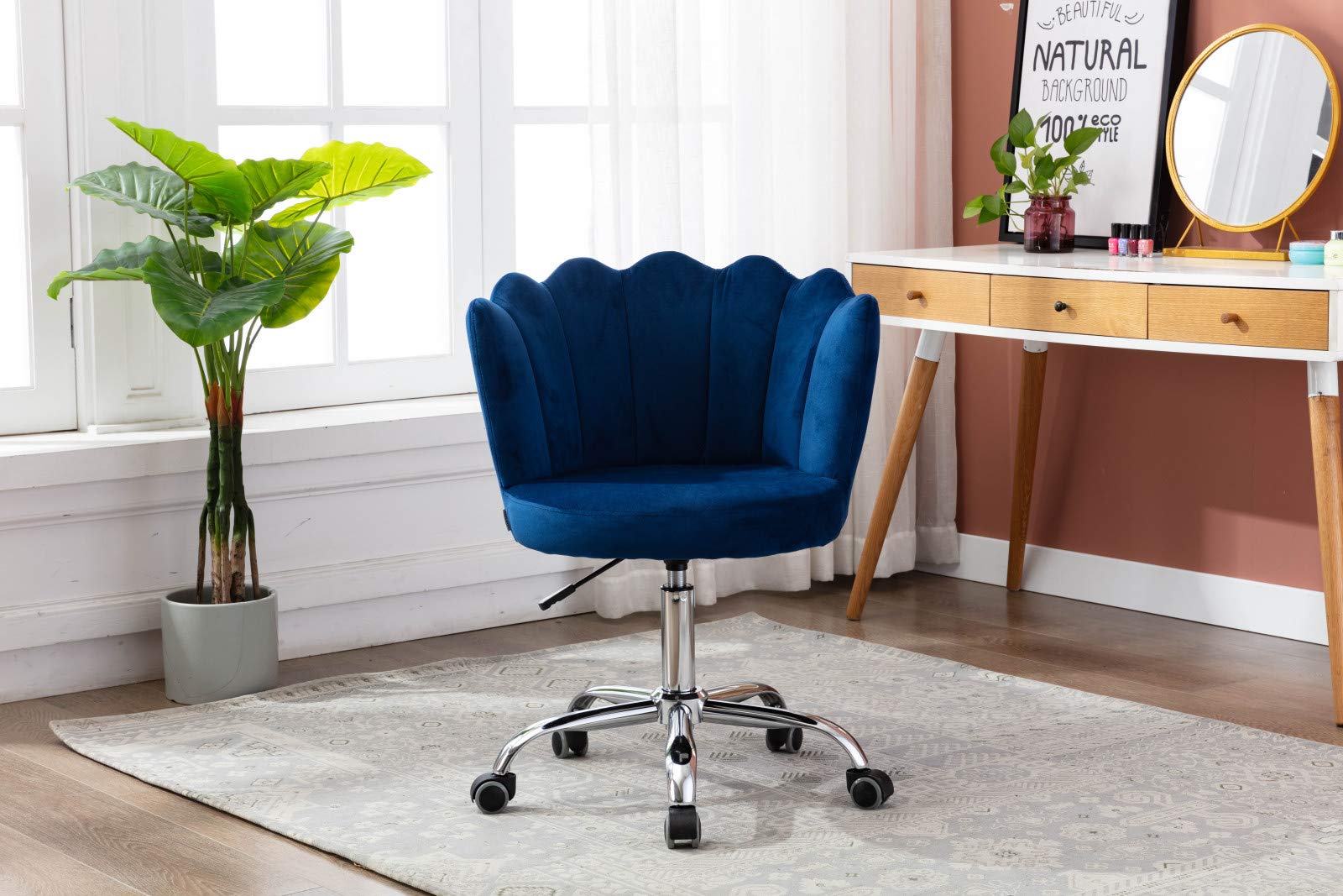PovKeever Swivel Shell Chair - Modern Blue Lounge Chair for Living Room, Bedroom & Office - Ergonomic Comfort for Relaxing, Reading & Working