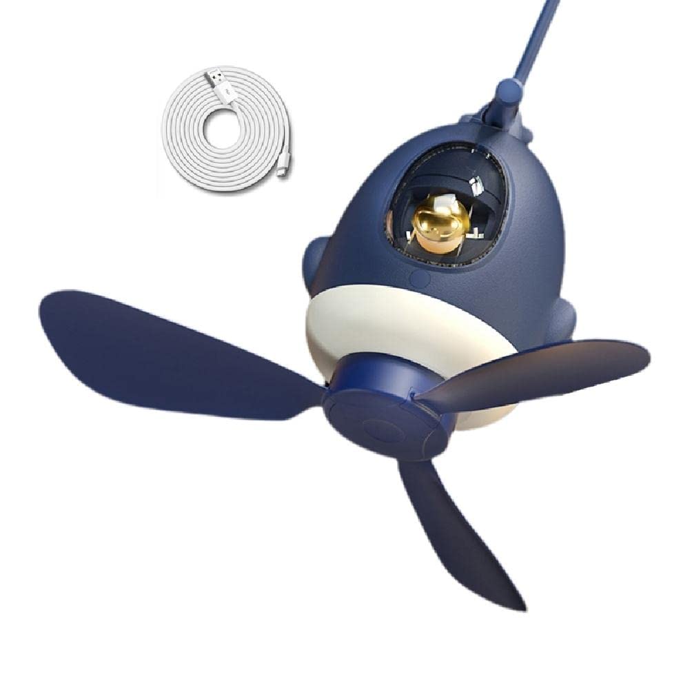 USB Powered Portable Ceiling Fan with Night Light - Mini Hanging Fan for Air Circulation - Perfect for Kitchen, Outdoor, Dorm & Office - Small Suspended Cooler with Lights for Students & Home Use