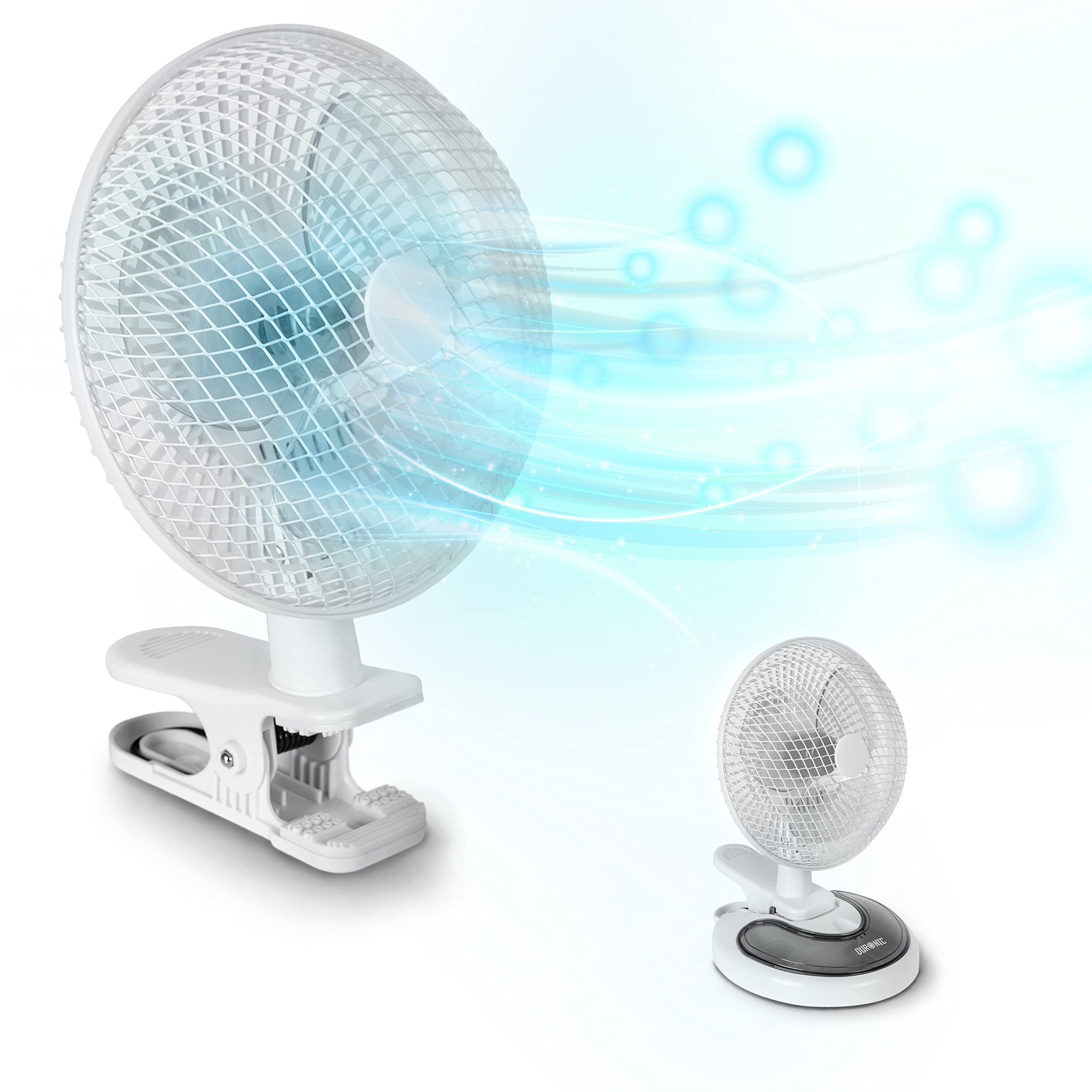 Duronic Mini Desk Fan FN15 - Portable Clip On Fan with 2 Speed & Oscillation, Wall Mountable Tilt Stand Cooling Fan for Office, Home, Bedroom, Gym, Travel - Perfect for Summer, Workstation & Personal Cooling Needs