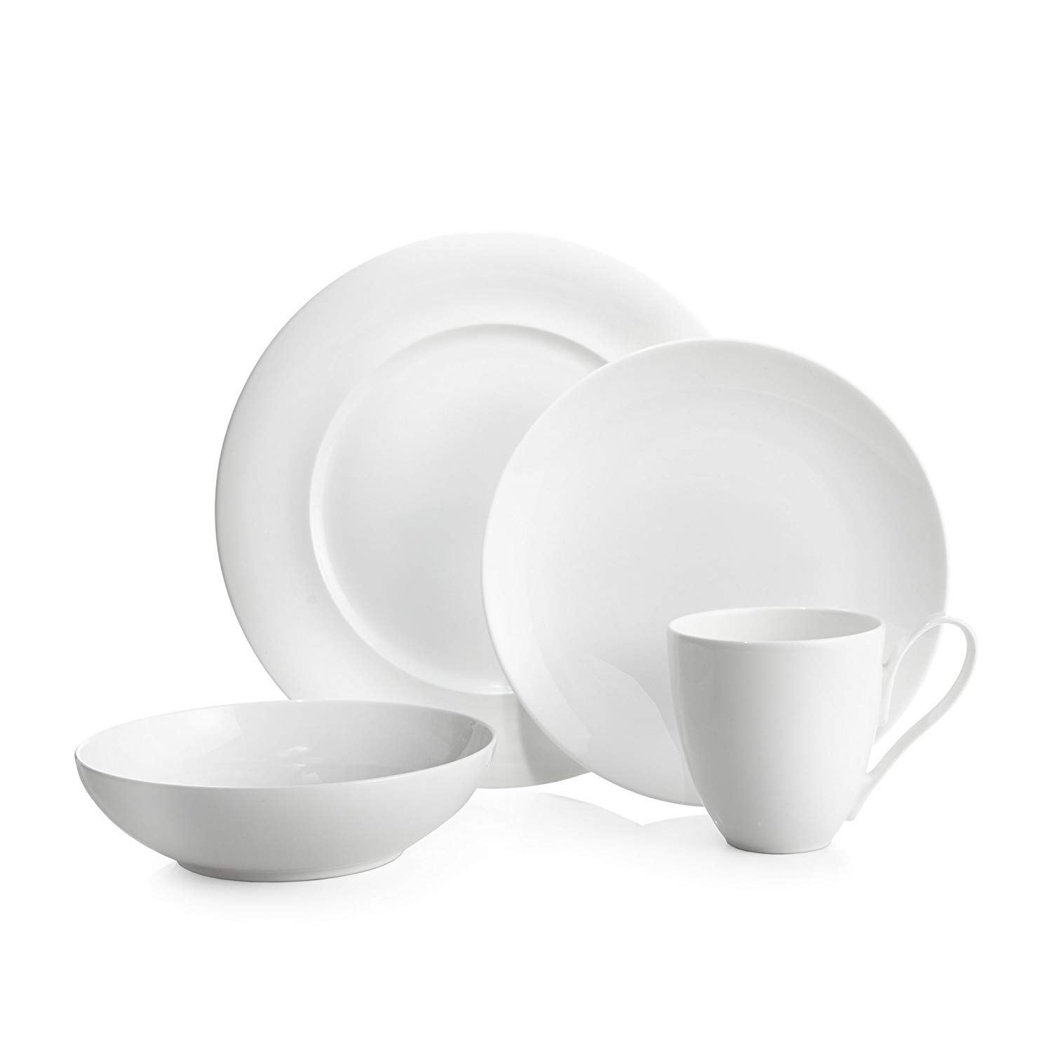 Nambé 4-Piece White Dinnerware Set - Modern Tableware for Everyday Dining & Special Occasions | Elegant Place Settings for Restaurants, Weddings & Home Entertaining