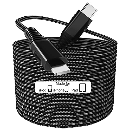 MFi Certified USB C to Lightning Cable 22FT/7M - Fast Charging Cable for iPhone 13/12/11/X/XS/XR/8 Plus, iPad & AirPods Pro - Durable USB C iPhone Charger Cord for Home, Office & Travel