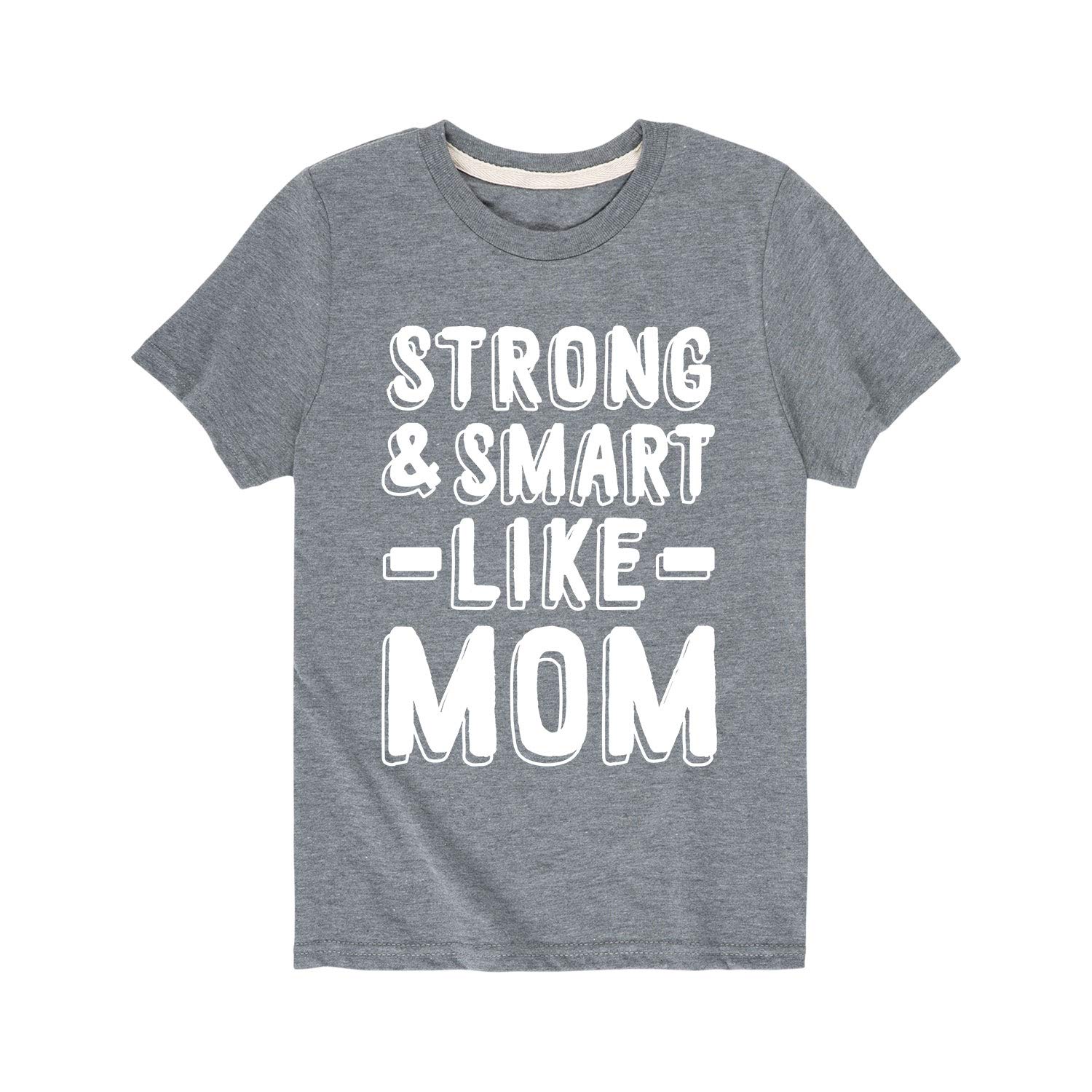 Strong and Smart Like Mom Youth Short Sleeve Graphic T-Shirt - Trendy Casual Cotton Tee for Kids & Teens - Perfect for School, Family Outings & Everyday Wear