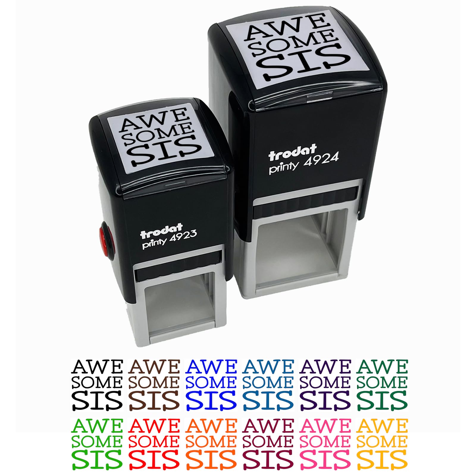 Self-Inking Rubber Stamp for Sisters - 1 Inch Small Stamp with Red Ink - Perfect for DIY Crafts, Scrapbooking & Gift Wrapping