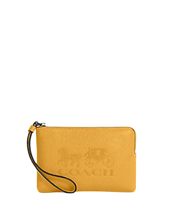 Coach Corner Zip Wristlet with Horse and Carriage Design - Stylish Leather Wristlet Wallet for Women | Perfect for Everyday Use, Travel, and Special Occasions