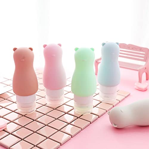 **2 Pack Silicone Travel Bottles for Toiletries - Leak-Proof Refillable Containers for Shampoo, Lotion, Cream & Body Wash - Cute Bear & Bunny Squeezable Travel Accessories (Blue) - Perfect for Air Travel, Gym & Vacation Essentials**