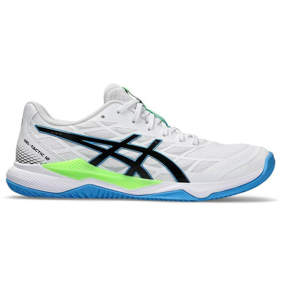 ASICS Gel Tactic 12 Men's Squash Shoes - White/Lime Burst | Non-Marking Rubber Sole | Indoor Court Sports Shoes for Squash, Badminton & Racquetball