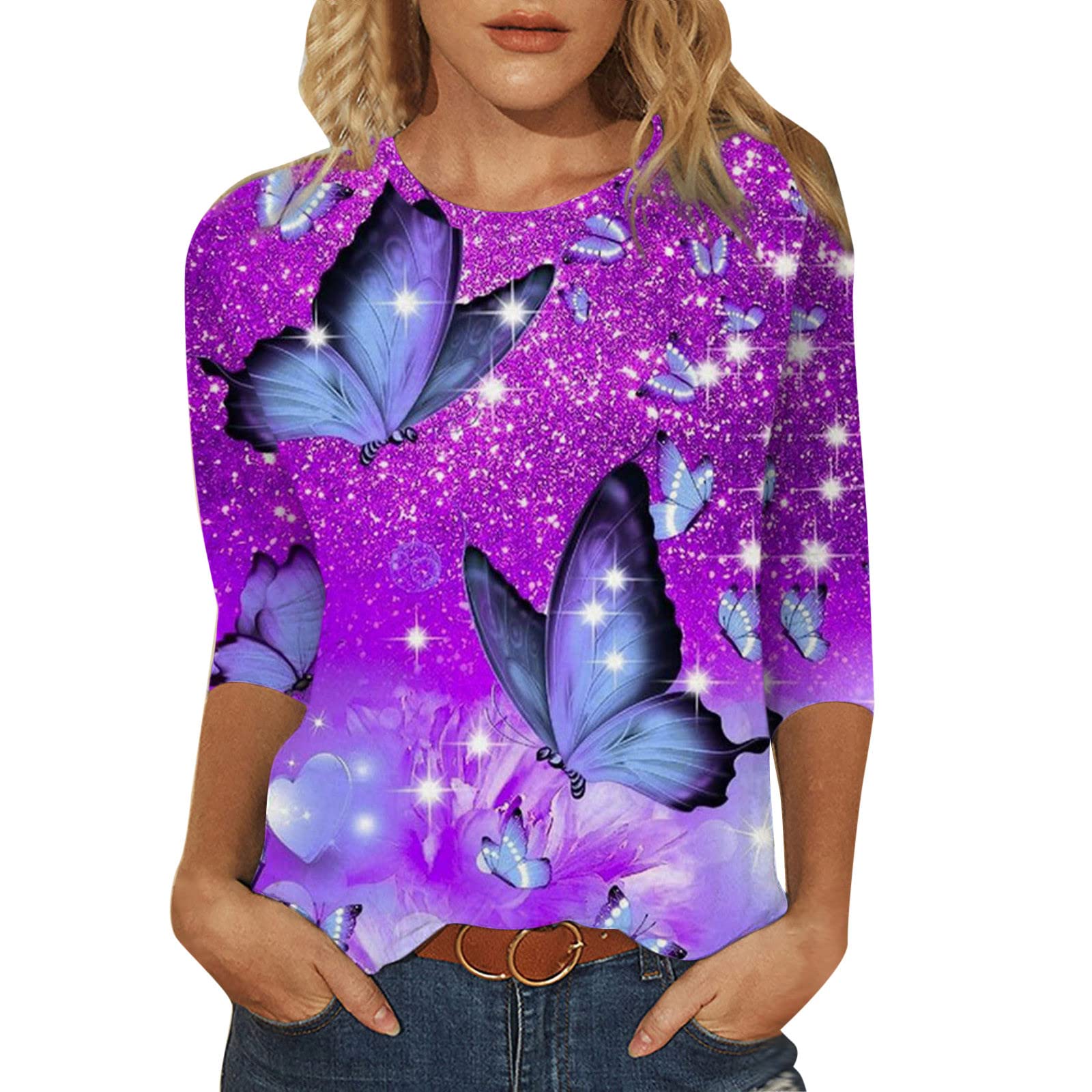 Women's Crop Tops - Short Sleeve V-Neck Ruffle Blouse & Tunic Shirts for Casual Wear | Fall Fashion Tops for Everyday Outfits, Date Nights & Weekend Brunch