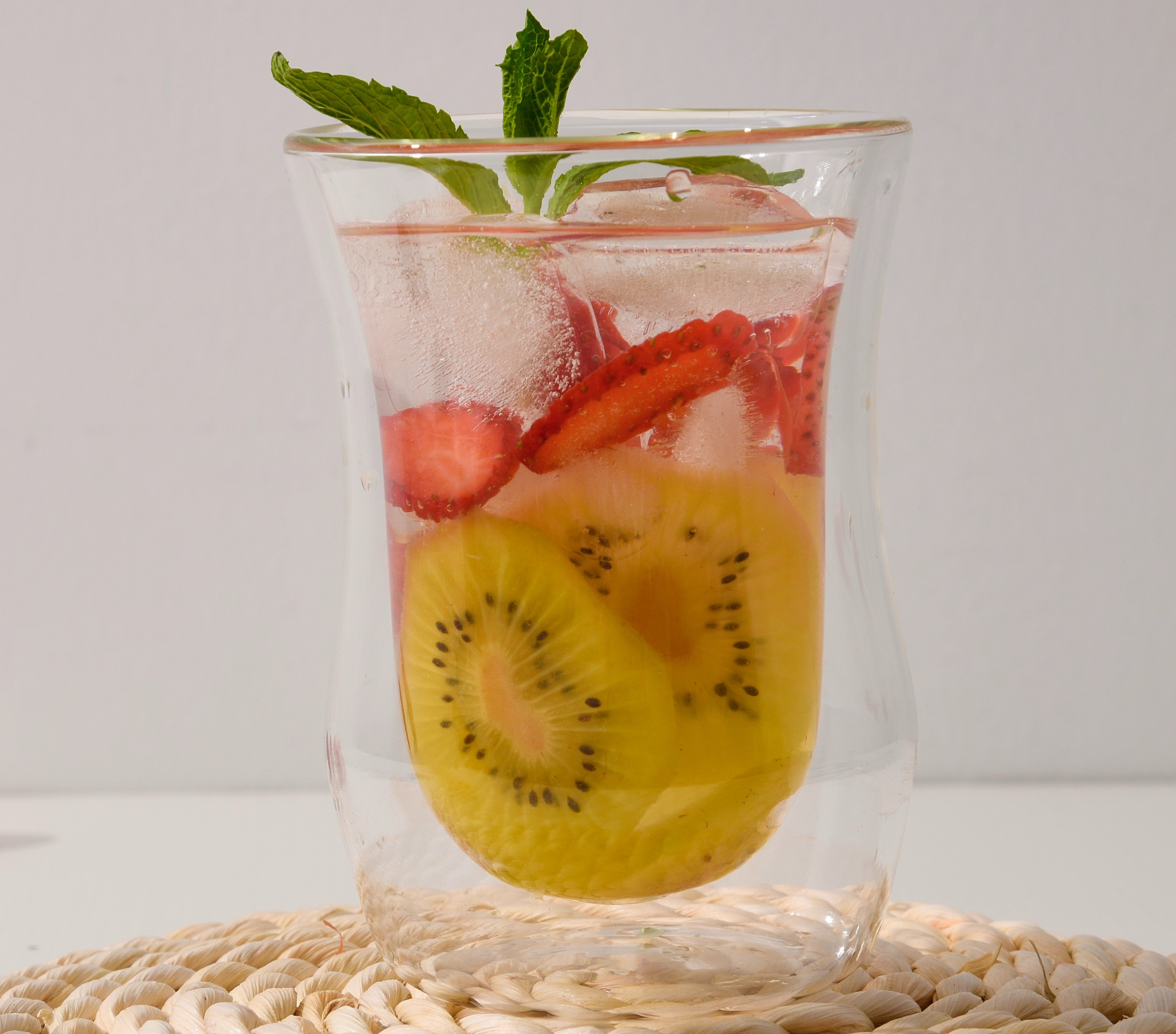 2PC Double Wall Insulated Tea Glass Set - BPA Free, Shatterproof, Heat & Cold Resistant - Perfect for Iced Tea, Hot Tea, Coffee, and Office Use