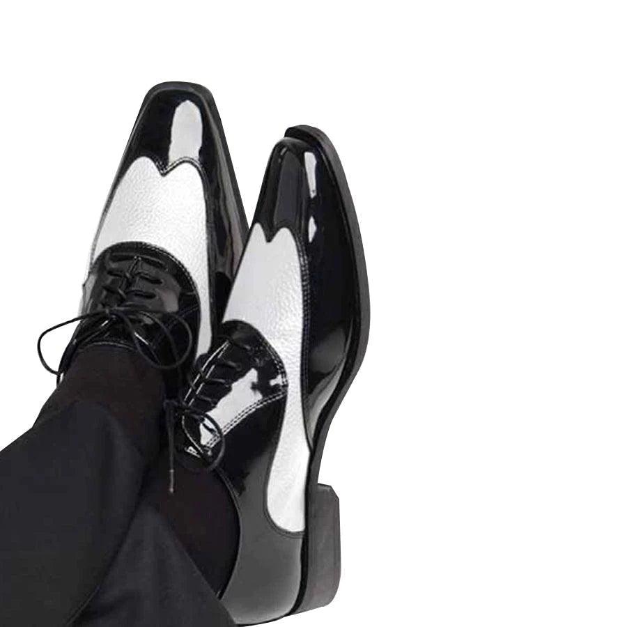 Black & White Tuxedo Shoes for Men - Classic Harlem Knights Style - Perfect for Weddings, Prom & Formal Events