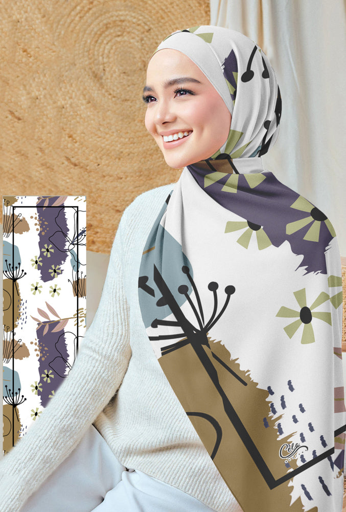 Olalya Printed Chiffon Hijab - Lightweight Muslim Scarf for Women, Fashionable Head Covering for Daily Wear, Prayer, and Special Occasions