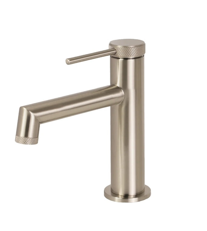 KODAEN Single Hole Bathroom Faucet - Brushed Nickel Finish, Modern Waterfall Spout for Vanity Sink, Easy Installation (Perfect for Small Bathrooms & Powder Rooms)
