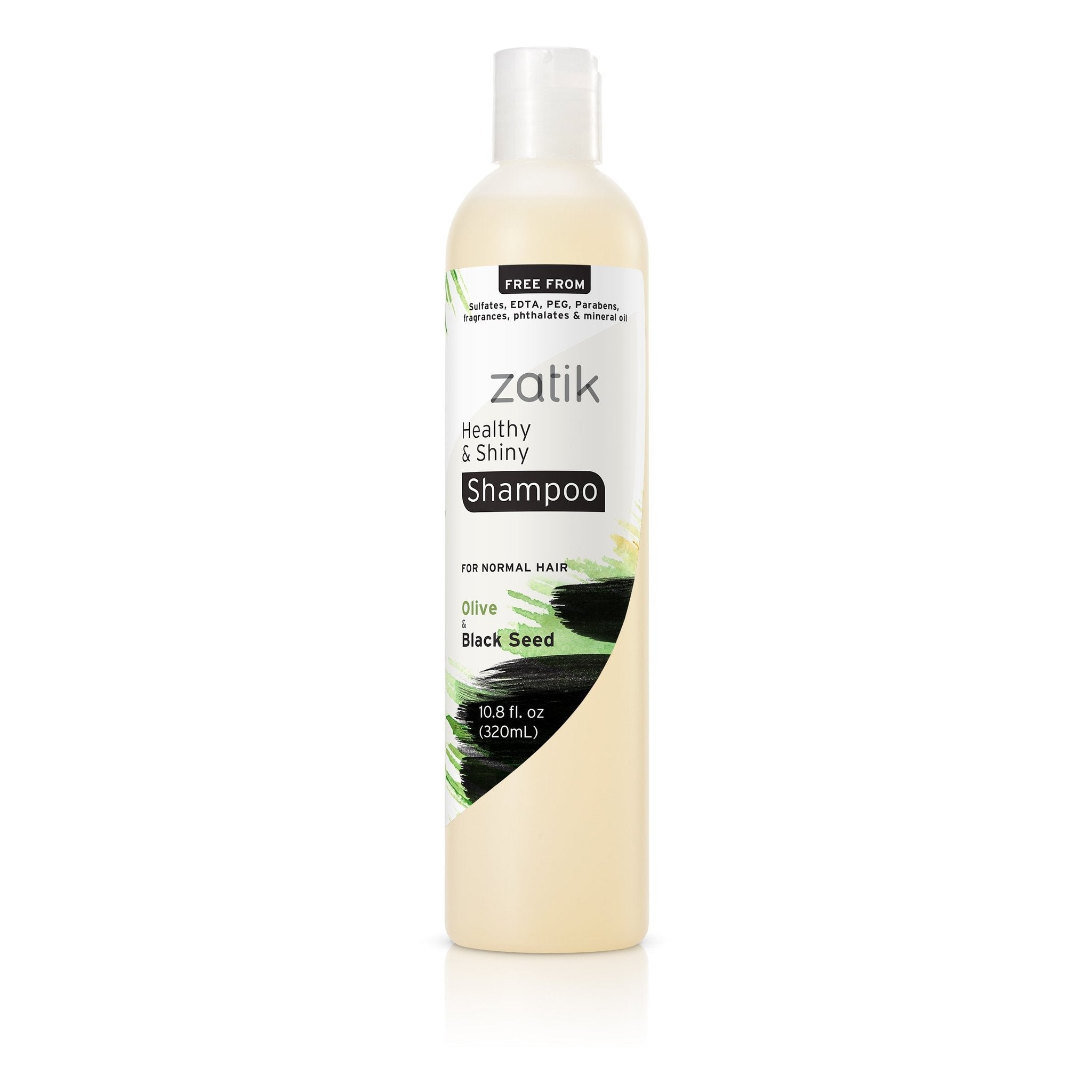 Zatik Healthy & Shiny Shampoo with Olive & Black Seed Oil - Natural Hair Care for Dry, Damaged Hair - Perfect for Daily Use at Home or Salon