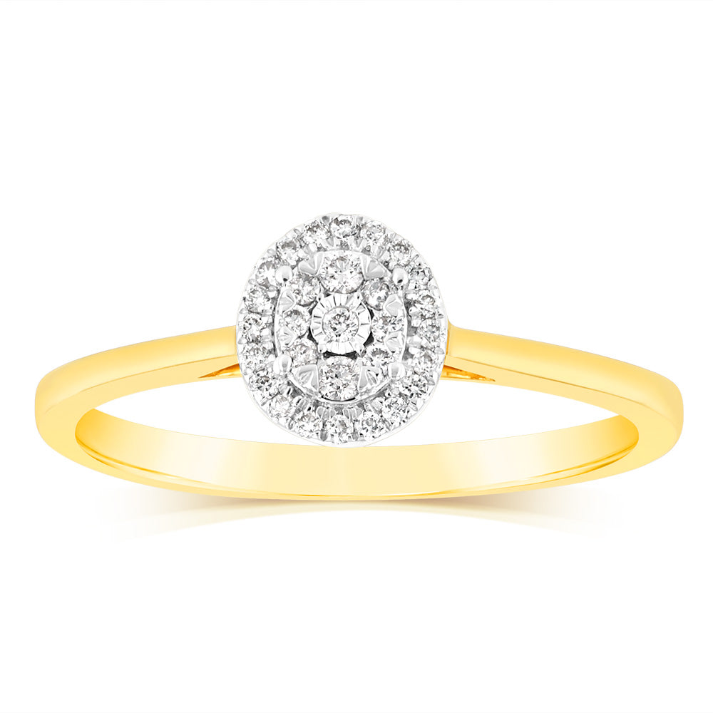 1/10 Carat Diamond Ring in 9ct Yellow Gold - Elegant Solitaire Engagement & Wedding Band for Women - Perfect for Proposals, Anniversaries and Special Occasions