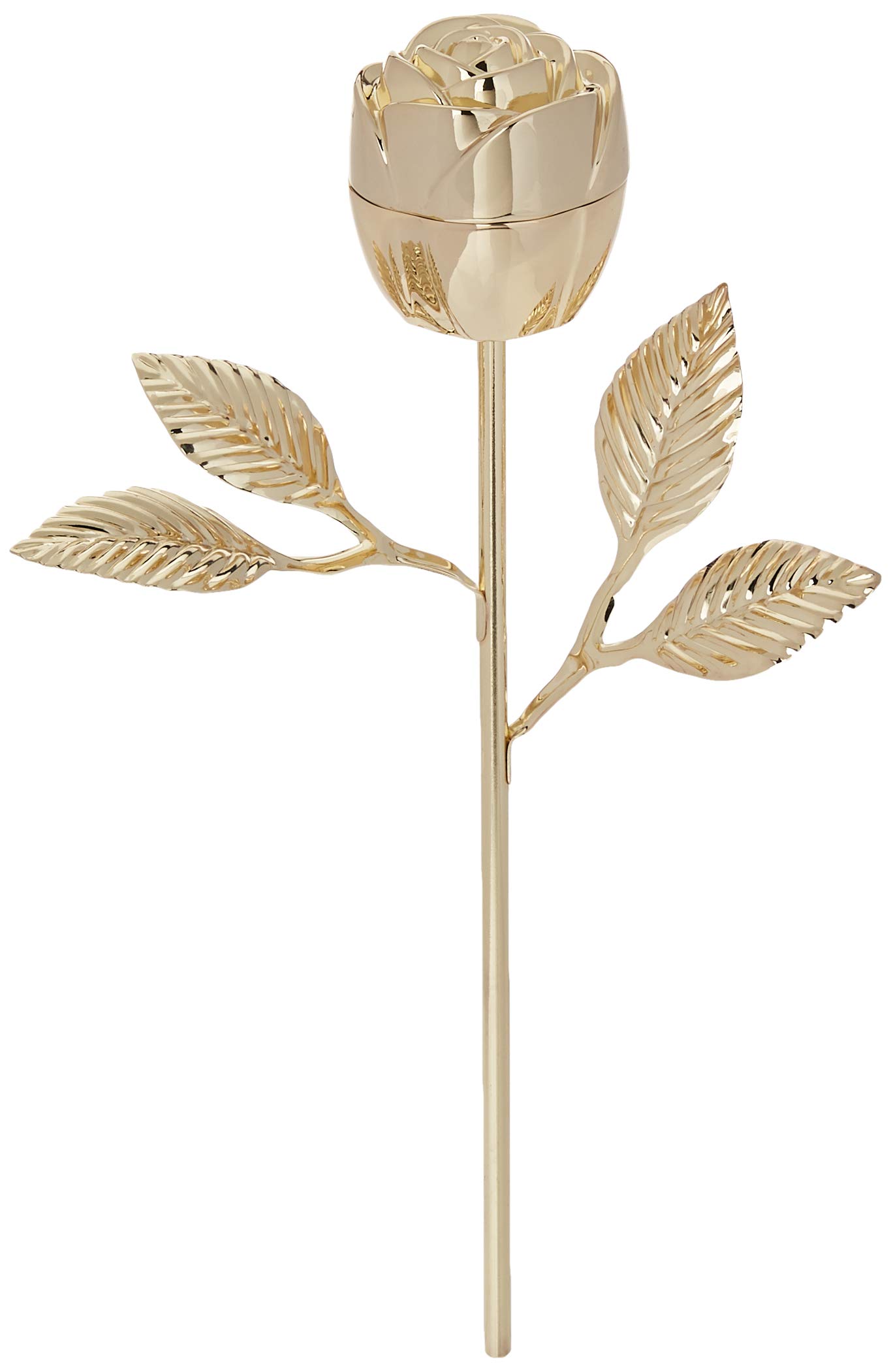 Elegant Gold Rose Ring Holder with Long Stem - Perfect for Jewelry Display, Gift Giving, and Home Decor