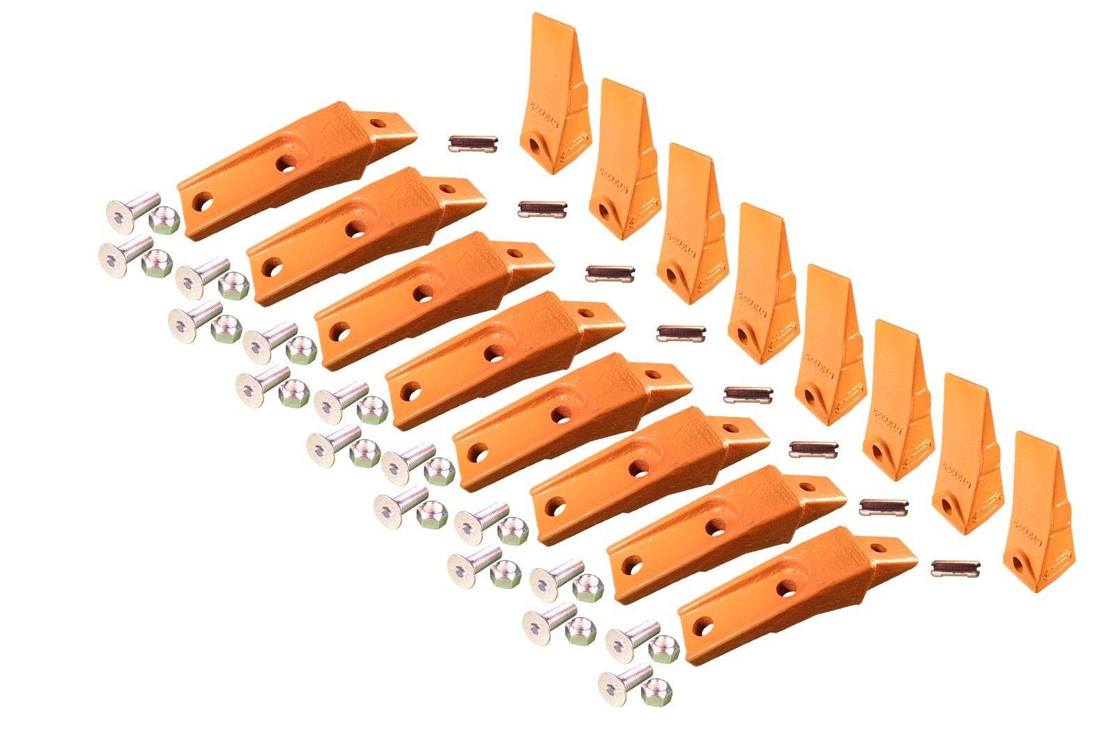 8 Skidsteer Bucket Shanks, Teeth, Pins & Hardware Kit - Fits Bobcat & Other Loaders (Model 6737324) - Durable Construction Equipment Parts for Excavating, Landscaping & Farming