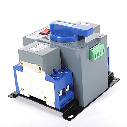 63A 2P Dual Power Automatic Transfer Switch AC 230V - Mini Generator Changeover Switch with Multiple Protection Systems - Wide Compatibility for Home Backup Power & Emergency Use