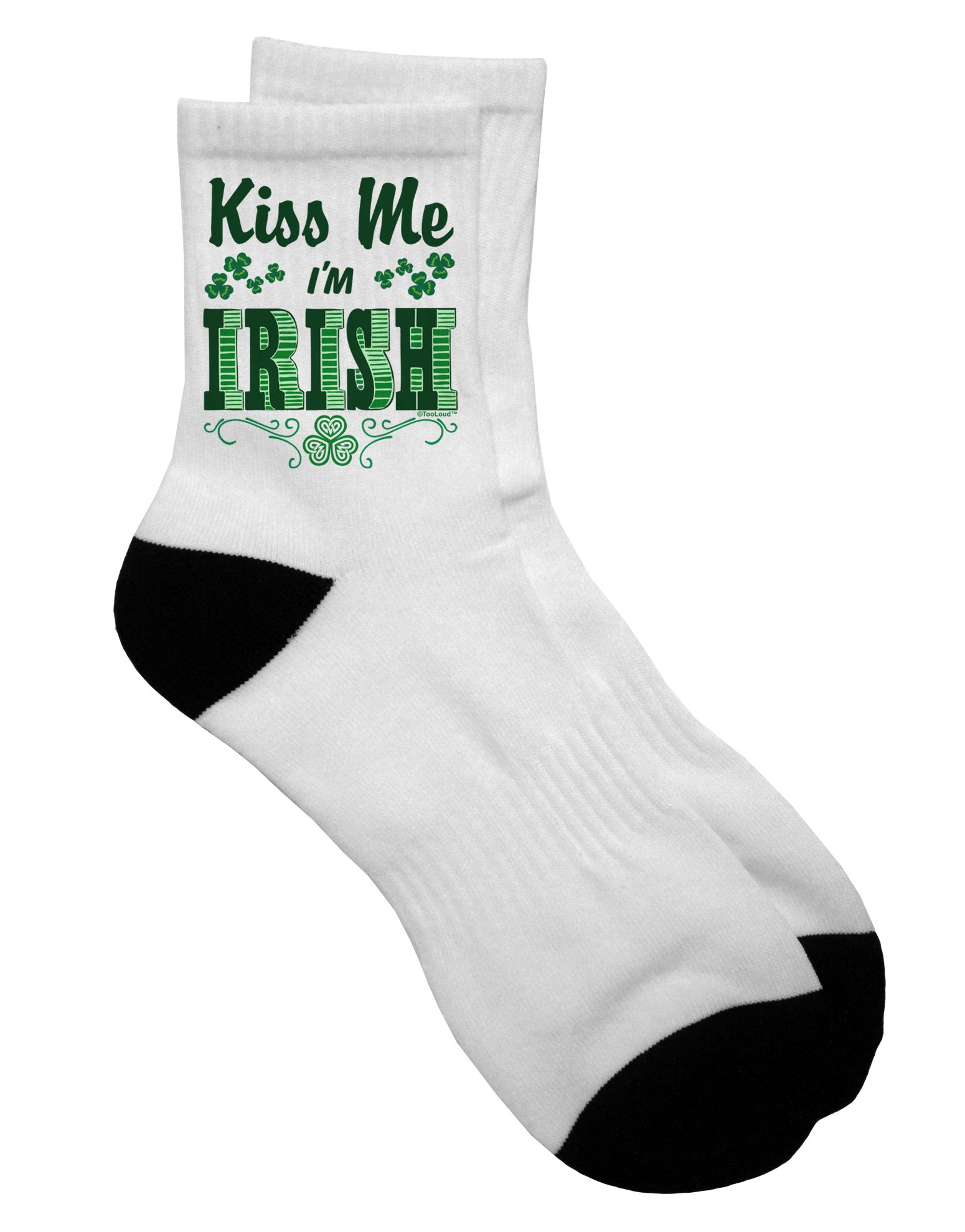 TooLoud Kiss Me I'm Irish St. Patrick's Day Adult Short Socks - Fun Novelty Socks for Parties & Festive Celebrations