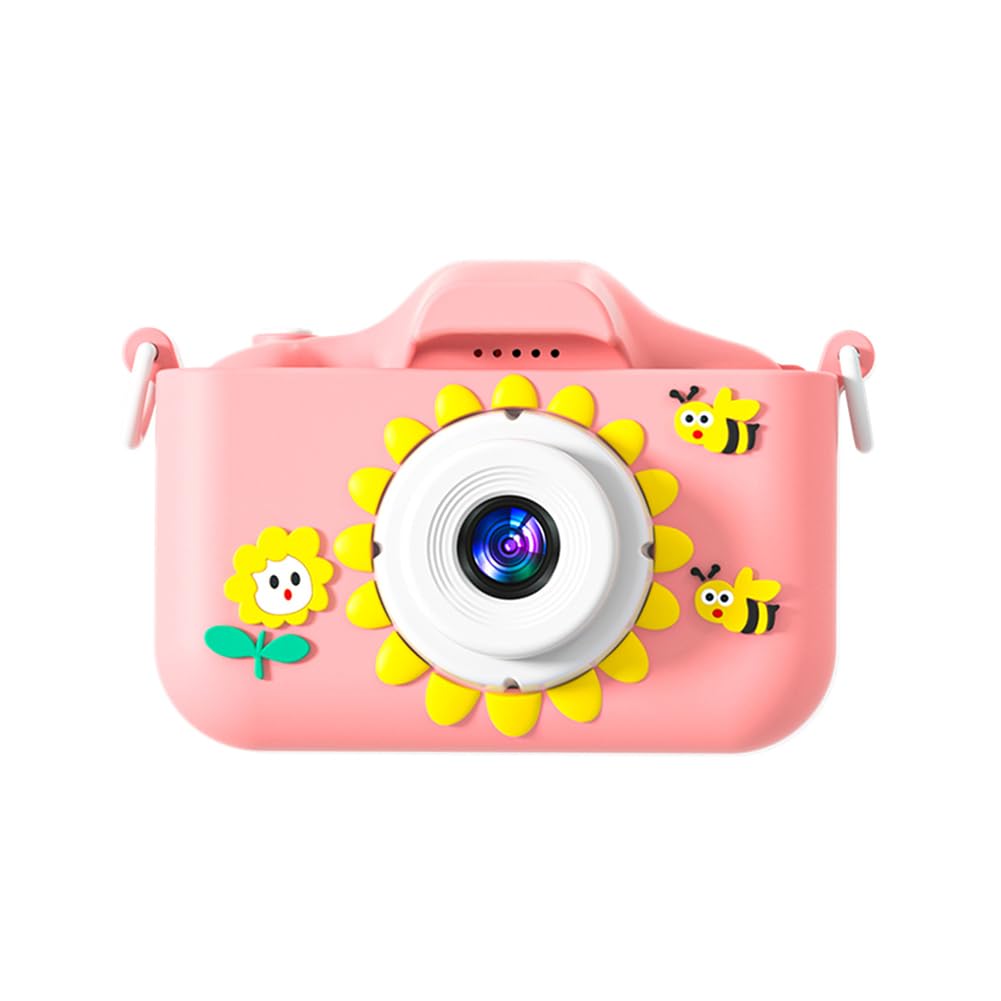 Decqerbe HD 96MP Digital Camera with Zoom - Compact Kids Sunflower Cartoon Camera in Pink | Perfect for Birthday Gifts, Travel Photography & Children's First Camera