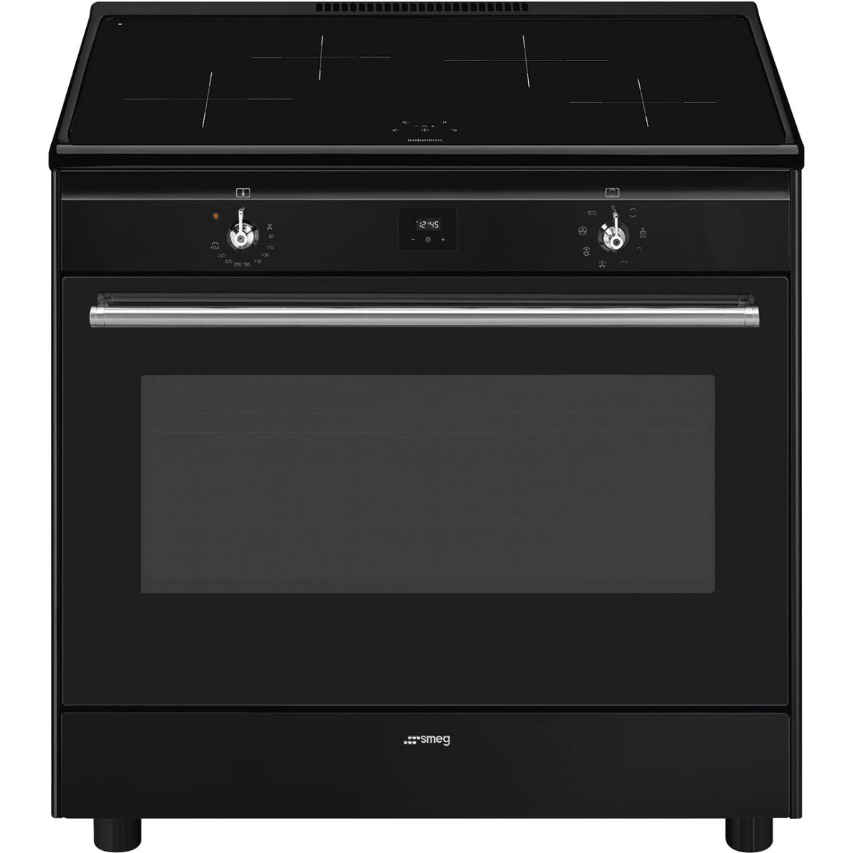Smeg 90cm Black Induction Upright Oven and Stove Combo CX91IMBL - Premium Kitchen Appliance for Modern Homes, Perfect for Baking, Roasting & Cooking Family Meals