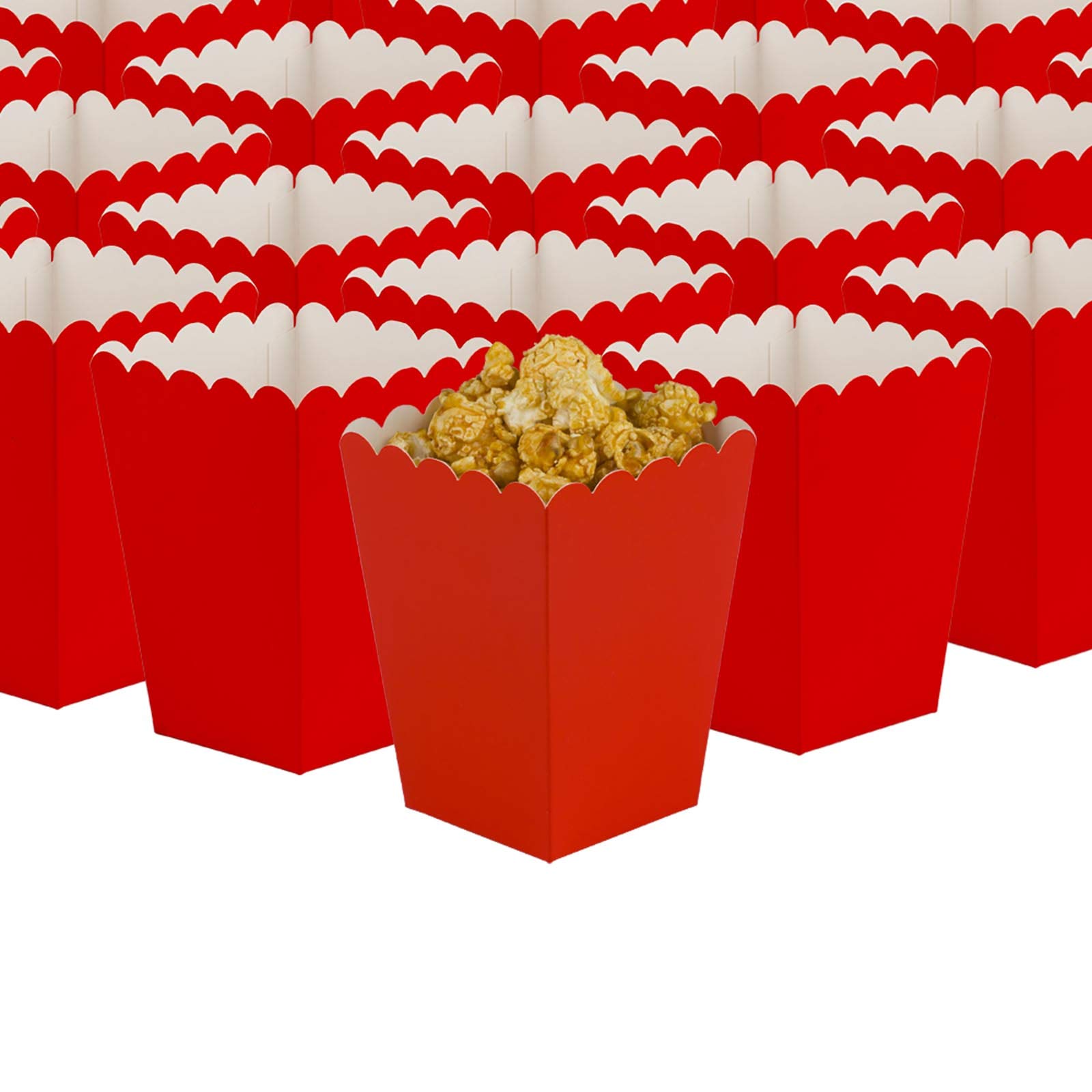 GAKA Red Open-Top Popcorn Box Set - 36 Pack Cardboard Candy Containers for Movie Nights, Birthday Parties & Carnival Events | Mini Paper Popcorn Favor Boxes