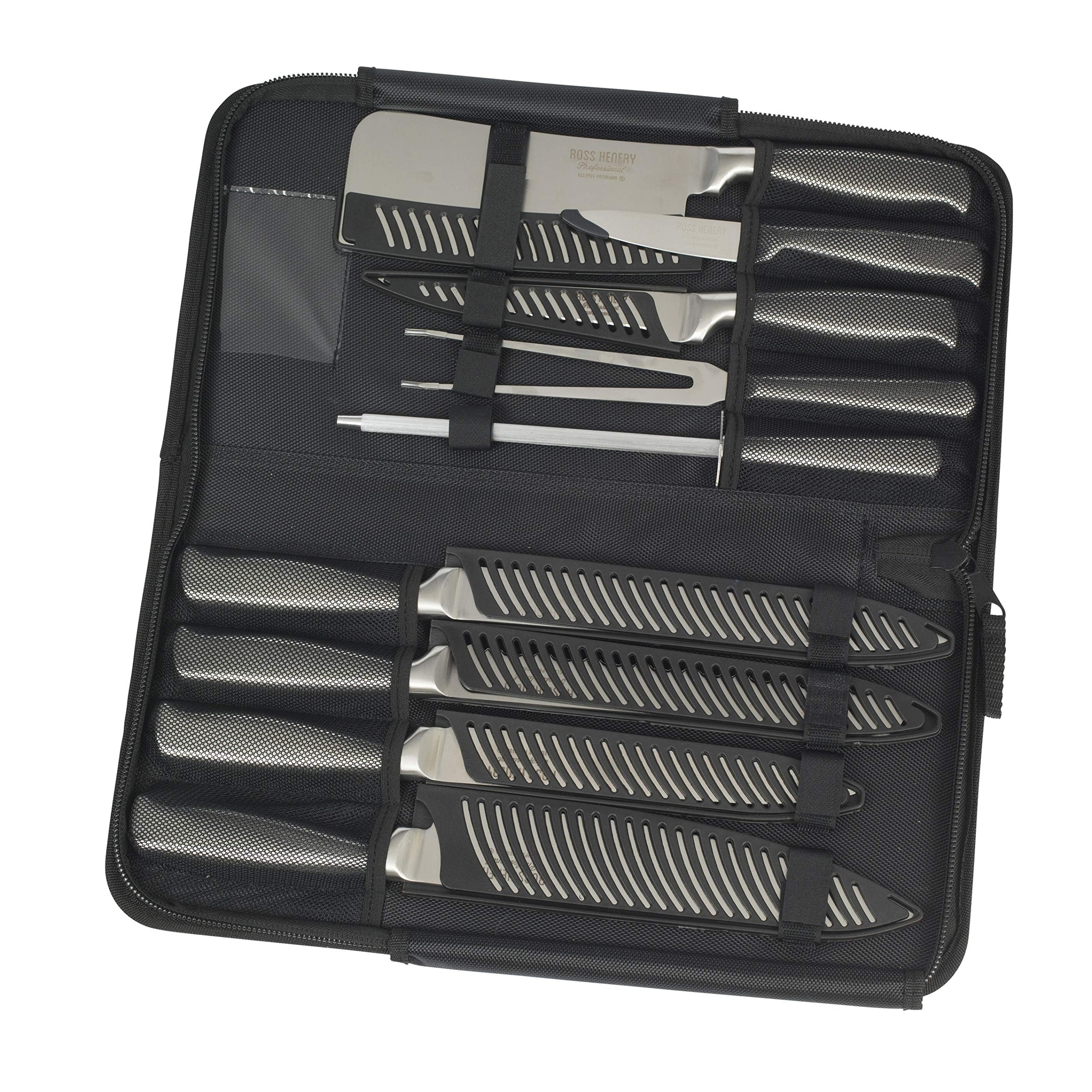 Ross Henery Professional 10-Piece Premium Stainless Steel Chef Knife Set with Wooden Block - Sharp Kitchen Knives for Cooking, Slicing & Food Prep - Perfect Gift for Home Chefs & Culinary Enthusiasts