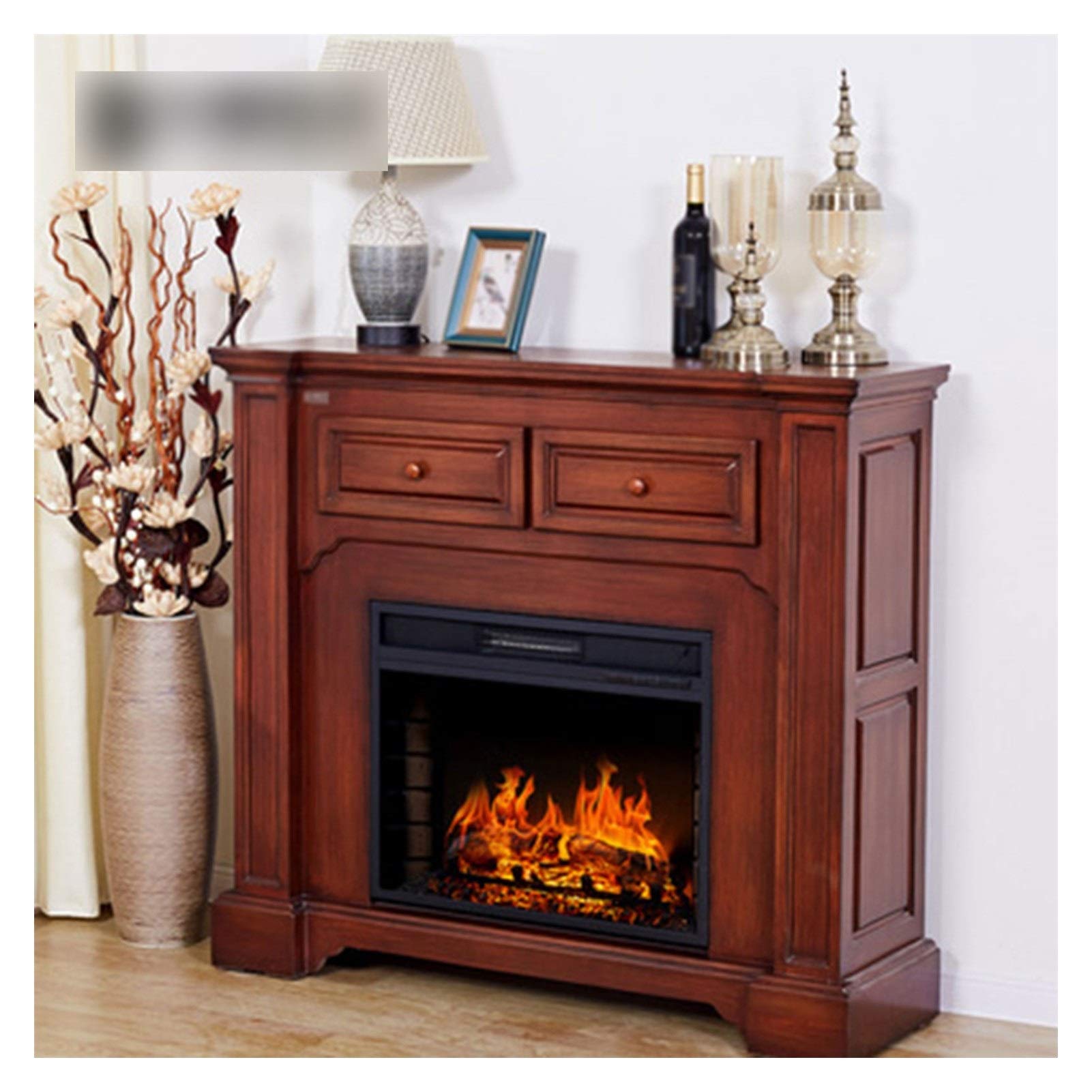 Freestanding Electric Fireplace with Realistic Flame Effect - Portable Heater with Log Wood Burner Look - Perfect for Living Room, Bedroom & Office Warmth