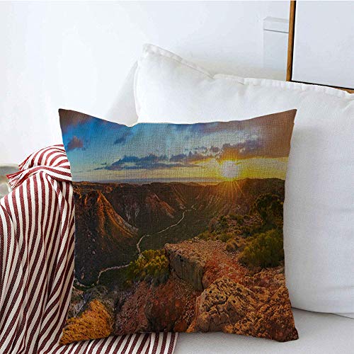 Decorative Pillow Covers 16x16 Inch - Sunrise Panorama with Sunbeams Over Charles Knife Nature Park | Soft Throw Pillow Covers for Sofa, Couch & Bench | Perfect for Outdoor & Summer Home Decor