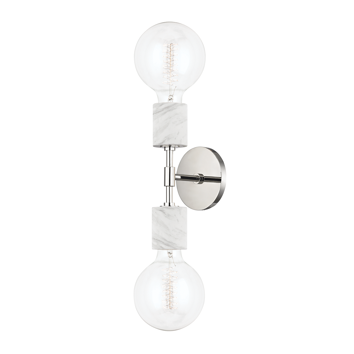 Asime 2Lt Wall Sconce Light Fixture - Brass/Nickel Finish - Vintage Industrial Lighting for Bedroom, Living Room & Hallway