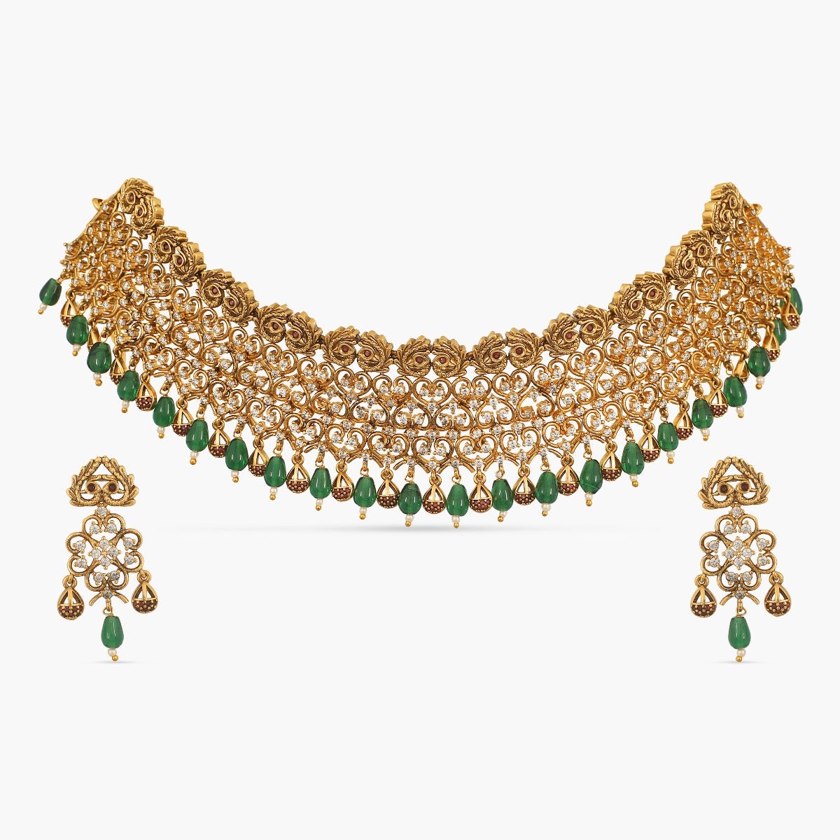 Vintage Sana CZ Crystal Choker Necklace Set - Elegant Antique Jewelry for Women, Perfect for Weddings, Parties & Special Occasions
