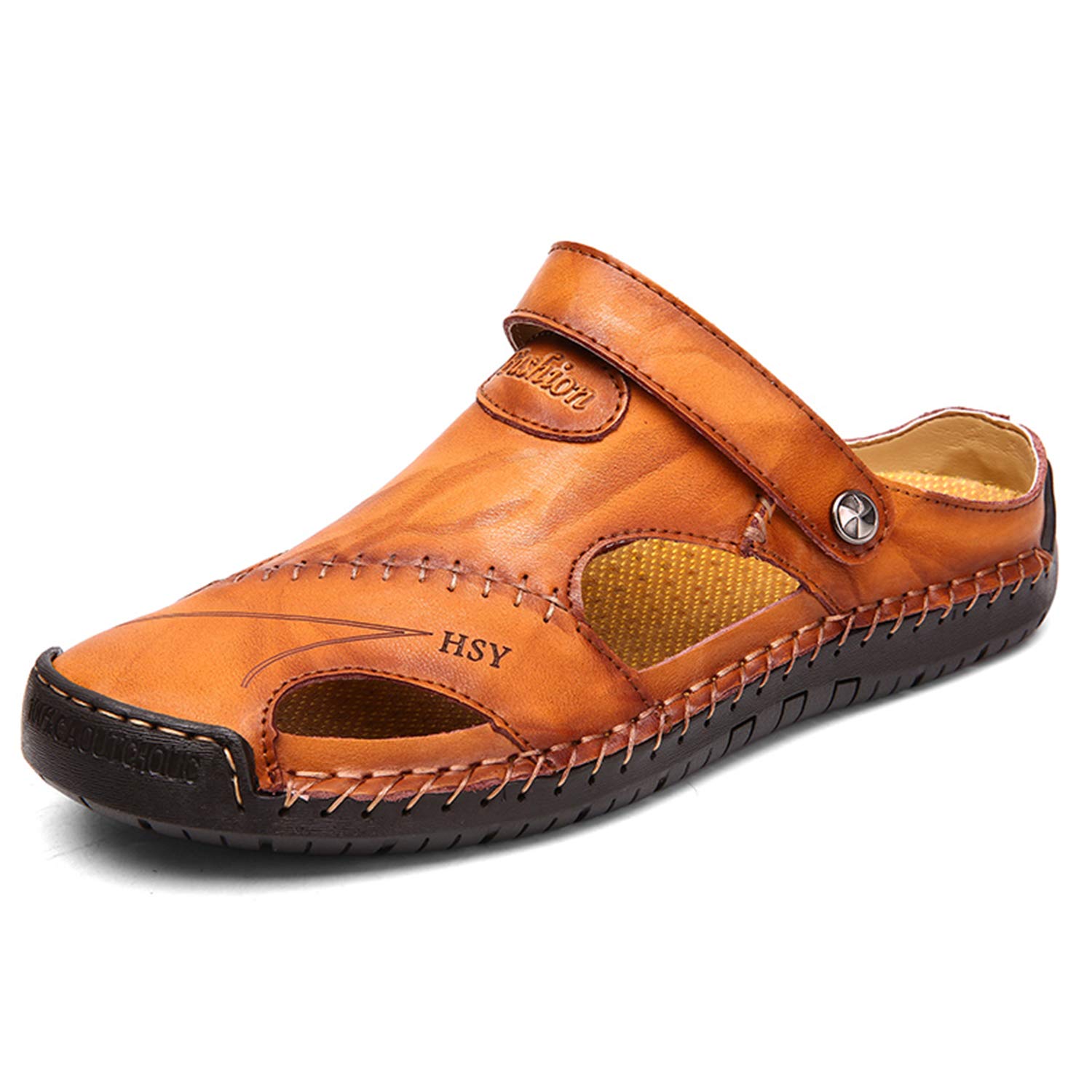 **MIXSNOW Men's Closed Toe Leather Sandals – Summer Casual Fisherman Sandals for Walking, Outdoor & Beach – Comfortable & Durable for Travel, Hiking & Relaxation**