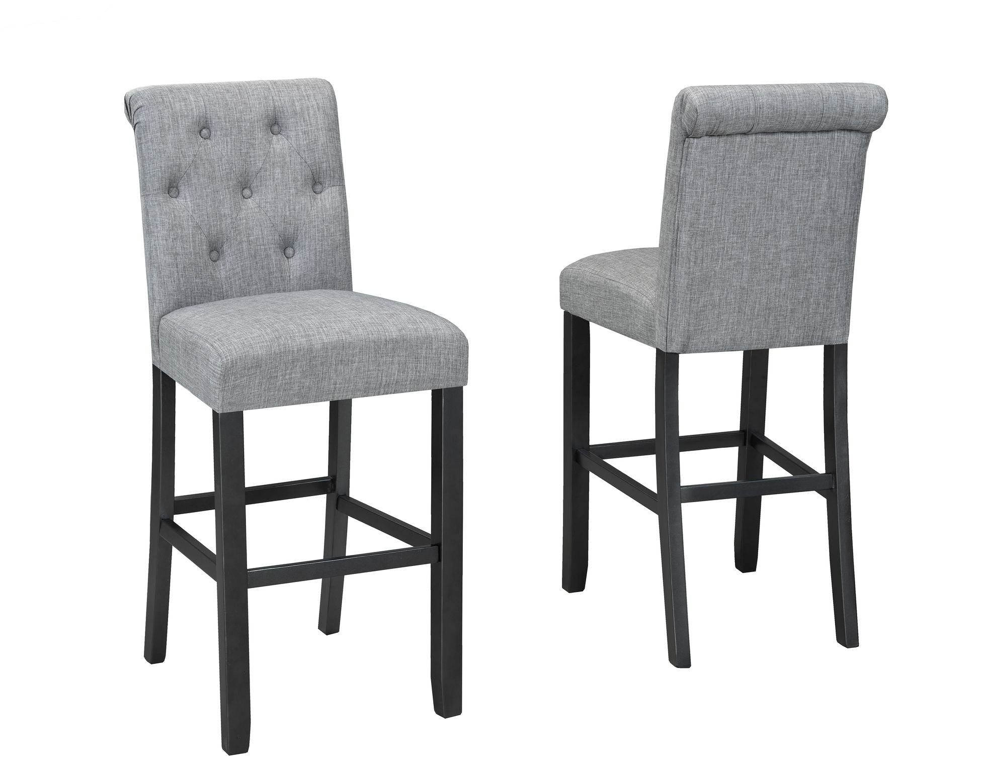 29'' Bar Stool Set of 2 - Light Grey Modern Kitchen Counter Stools with Back Support, Adjustable Height for Breakfast Nook, Bar & Dining Room