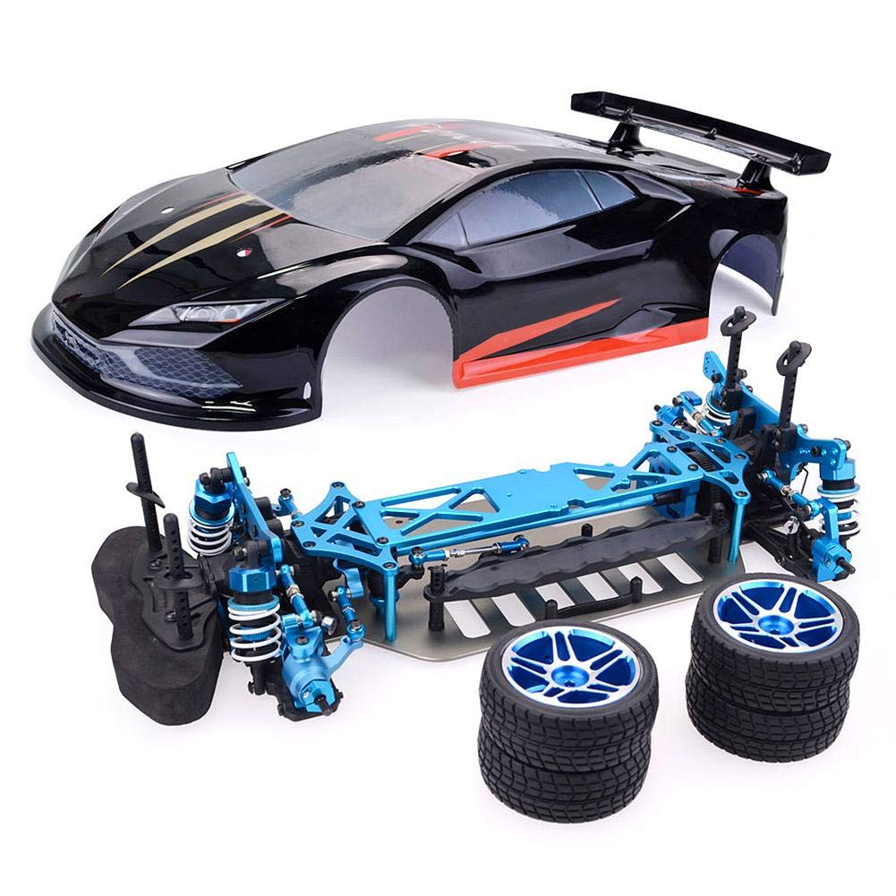 VGEBY 1/10 Scale High-Speed RC Racing Car Kit - Black Chassis Frame for DIY Remote Control Vehicle (No Electronics) - Perfect for Hobbyists, Drift Racing & Off-Road RC Car Enthusiasts