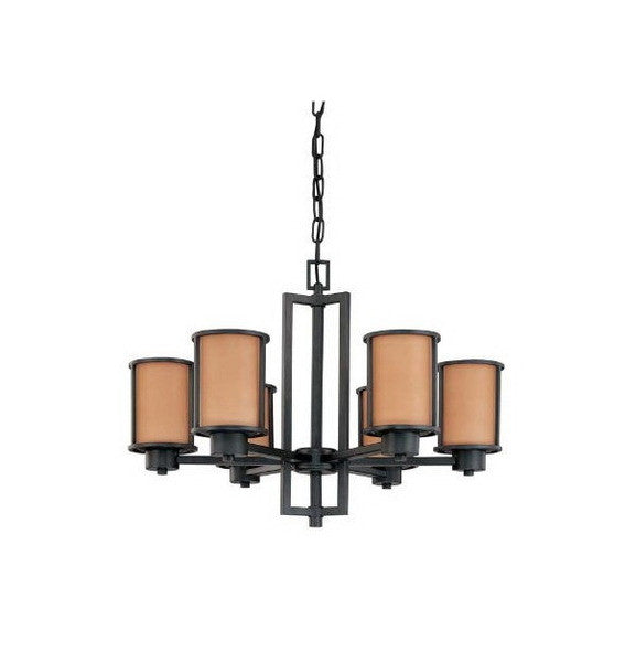 Nuvo Lighting 60 3826 Odeon Collection 6-Light Energy Star Certified GU24 Fluorescent Chandelier in Aged Bronze - Modern Dining Room & Foyer Lighting Fixture