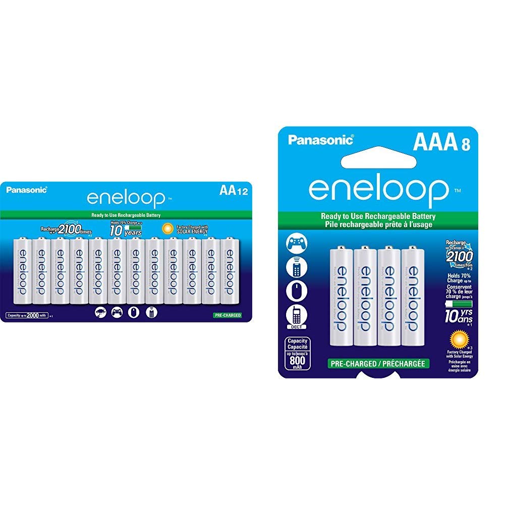 Panasonic eneloop AA and AAA 2100 Cycle Ni-MH Rechargeable Batteries 20-Pack - Perfect for Cameras, Toys, Flashlights & Electronics - Eco-Friendly Pre-Charged Power Solution