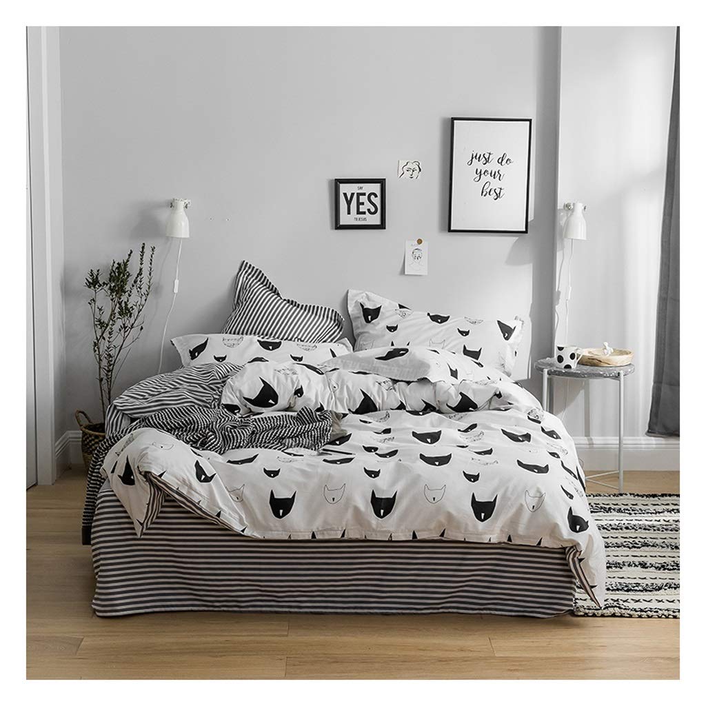 NYKK 100% Combed Cotton 4-Piece Bedding Set - Soft Twill Fabric, Eco-Friendly Dye, Cute Printed Design for Twin/Twin XL Beds | Perfect for Kids' Rooms, Guest Bedrooms & Dorm Essentials