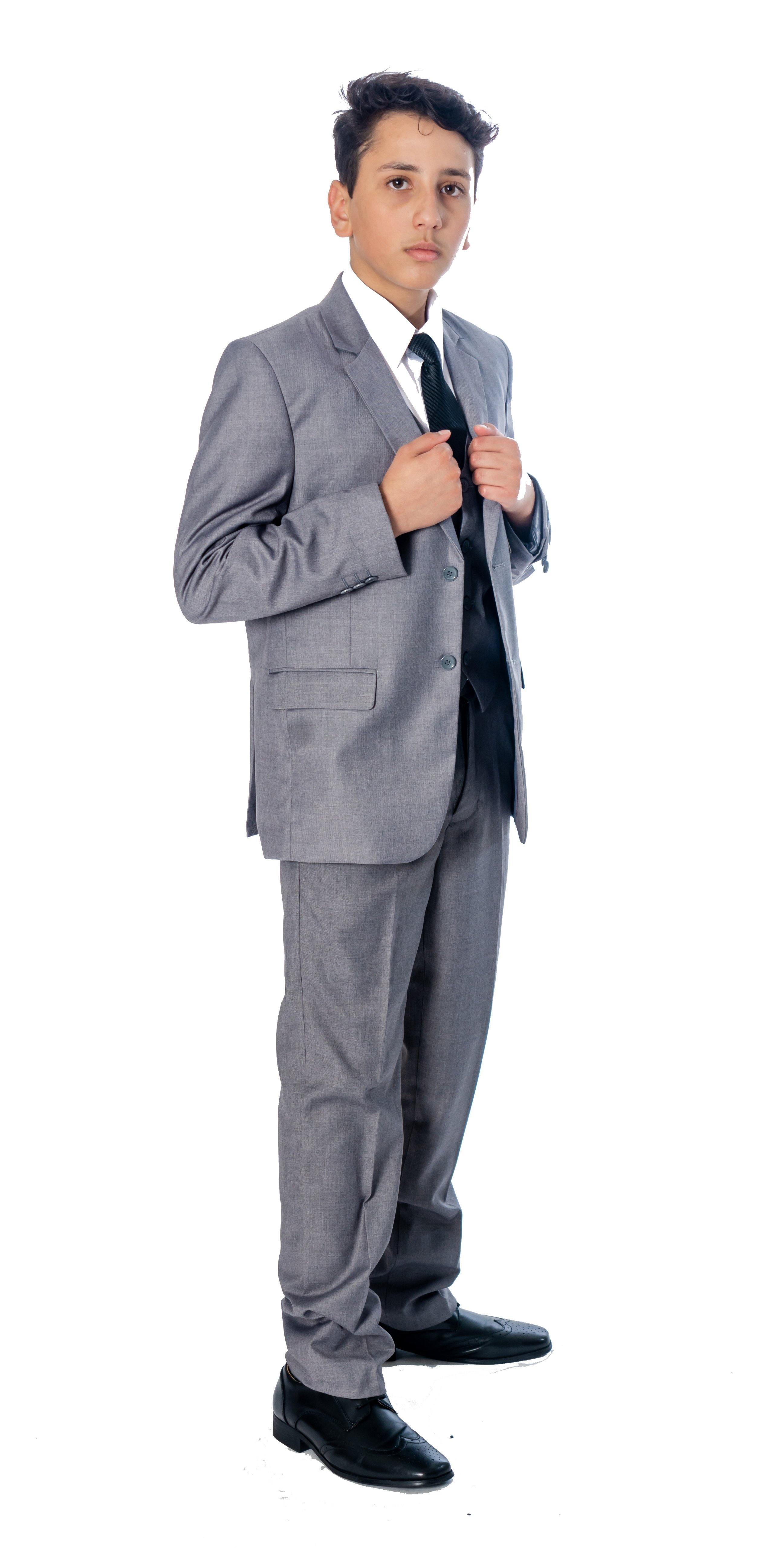 Boys' 5-Piece Light Gray Suit Set - Formal Wear for Weddings, Parties & Special Occasions