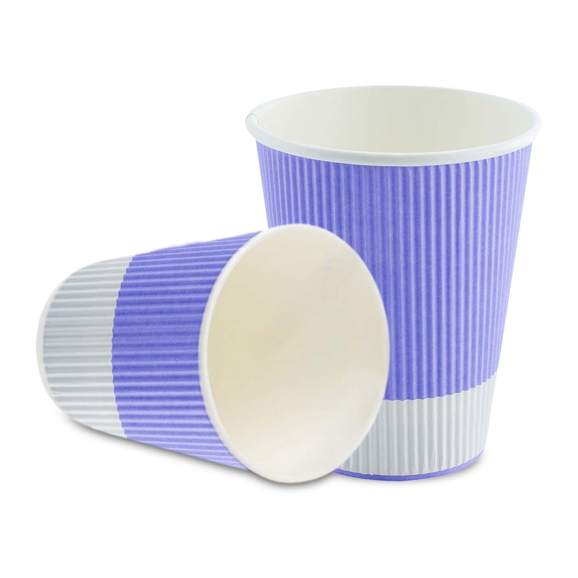 12oz Disposable Coffee Cups (500 Pack) - Insulated Ripple Wall Hot Cups for Coffee, Tea & More - Light Purple Paper Cups with Rolled Rim - Lids Sold Separately | Perfect for Cafes, Offices & Catering Events