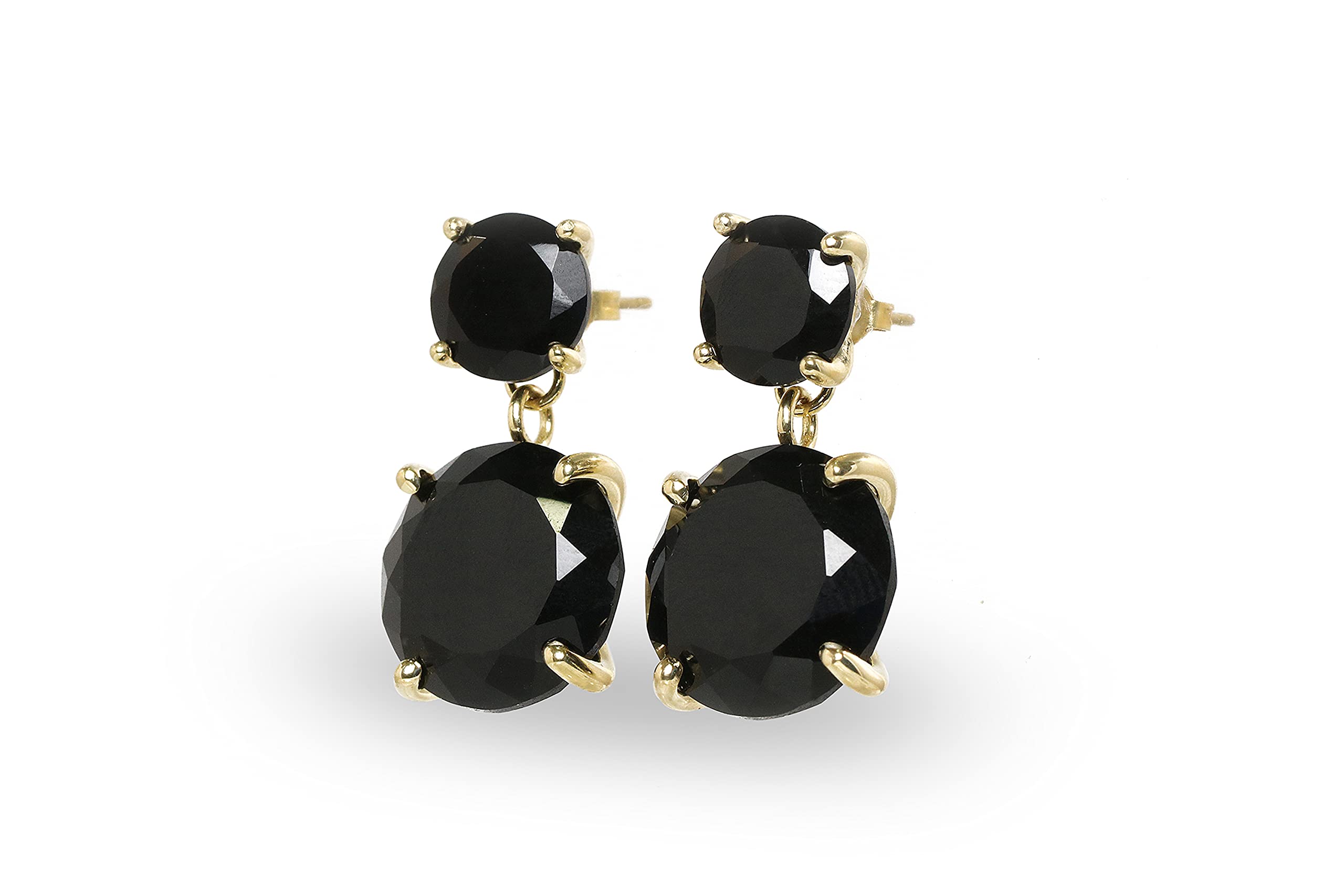 Two-Stone Onyx Dangle Earrings - Handmade Black Gemstone Drop Earrings for Women | Fashion Jewelry for Parties, Weddings & Special Occasions | Unique Gift for Her, Birthday & Anniversary Present