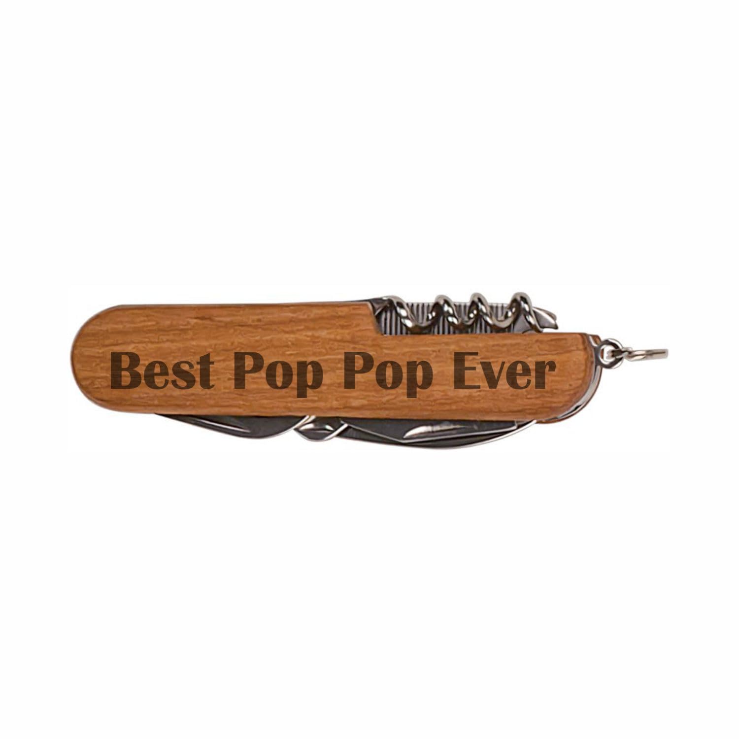8-in-1 Multi-Tool Pocket Folding Knife with Laser Engraved Dark Wood Handle - Perfect Gift for Dad, Grandpa, Camping, Hiking & Outdoor Adventures