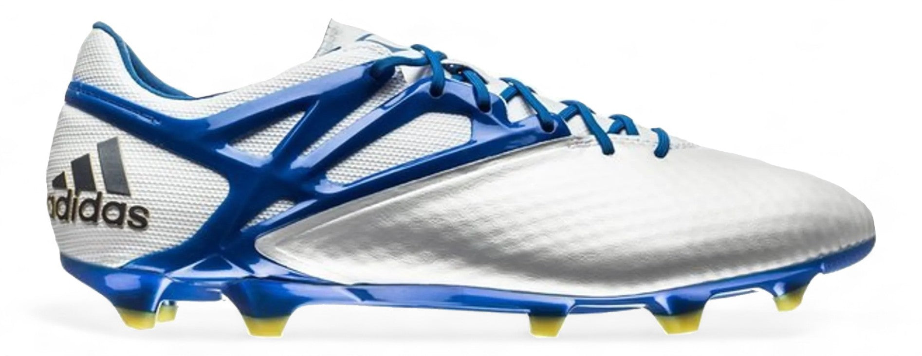 adidas Messi 15.1 FG/AG Soccer Cleats - White & Blue Football Shoes for Men - Perfect for Artificial Grass & Firm Ground - Ideal for Training & Match Play