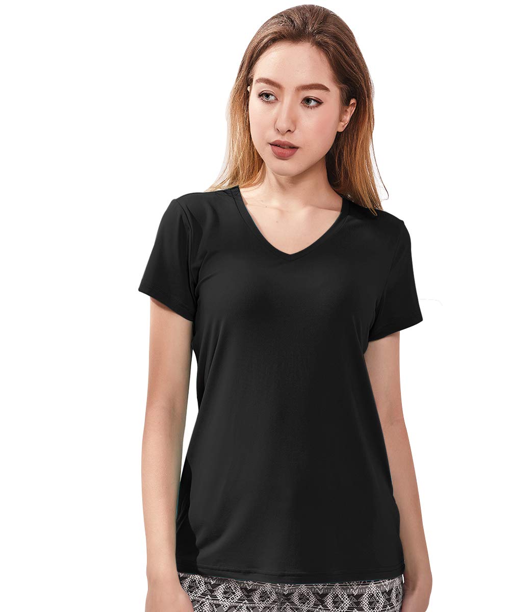 Soft V-Neck Workout T-Shirts for Women - Breathable Short Sleeve Gym Shirts for Yoga, Running & Fitness | Comfortable Athletic Top for Active Lifestyle