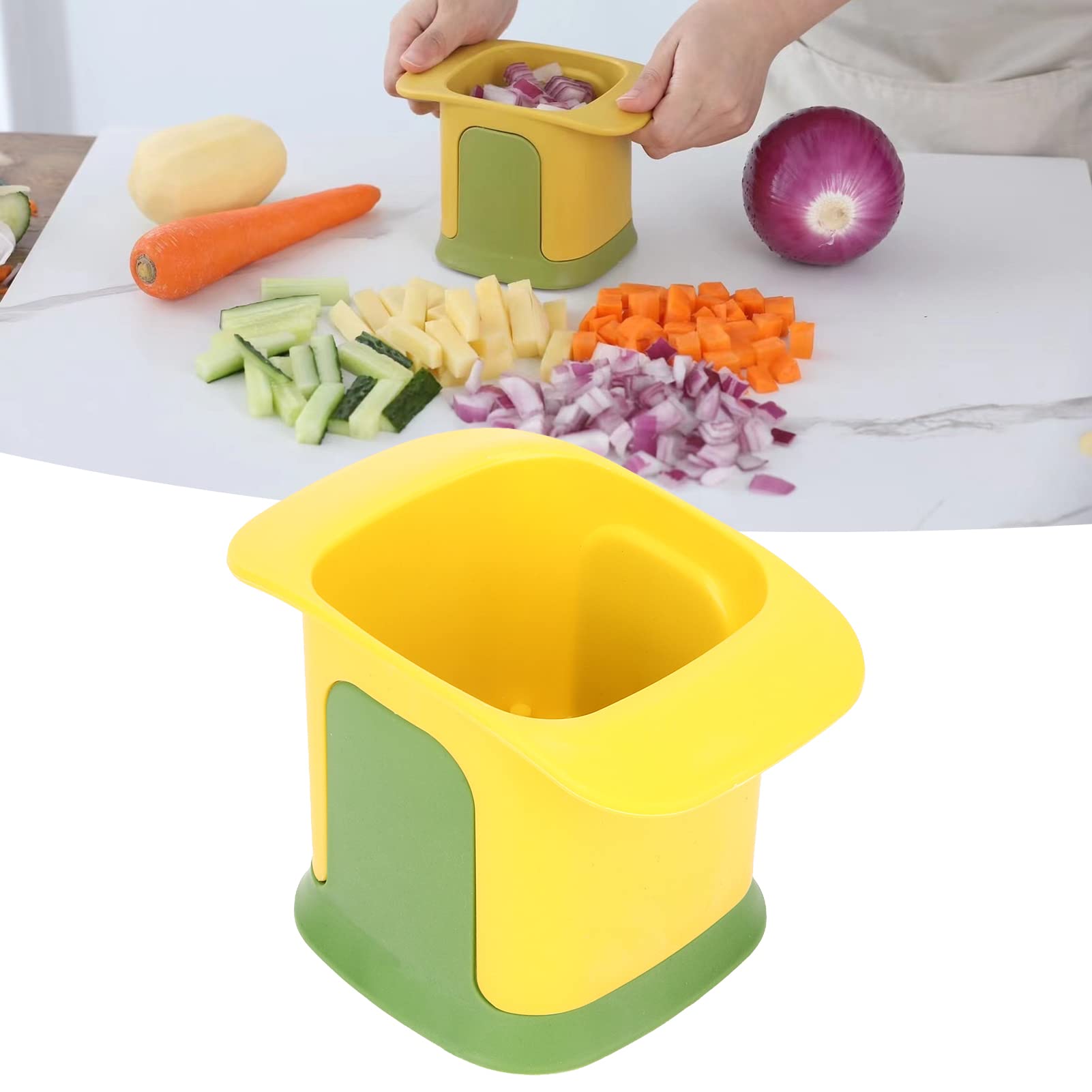 Multifunctional Hand-Press Vegetable Chopper - Durable, Detachable & Easy to Clean for Potatoes, Onions, Carrots (Yellow) | Perfect for Meal Prep, Salads & Cooking